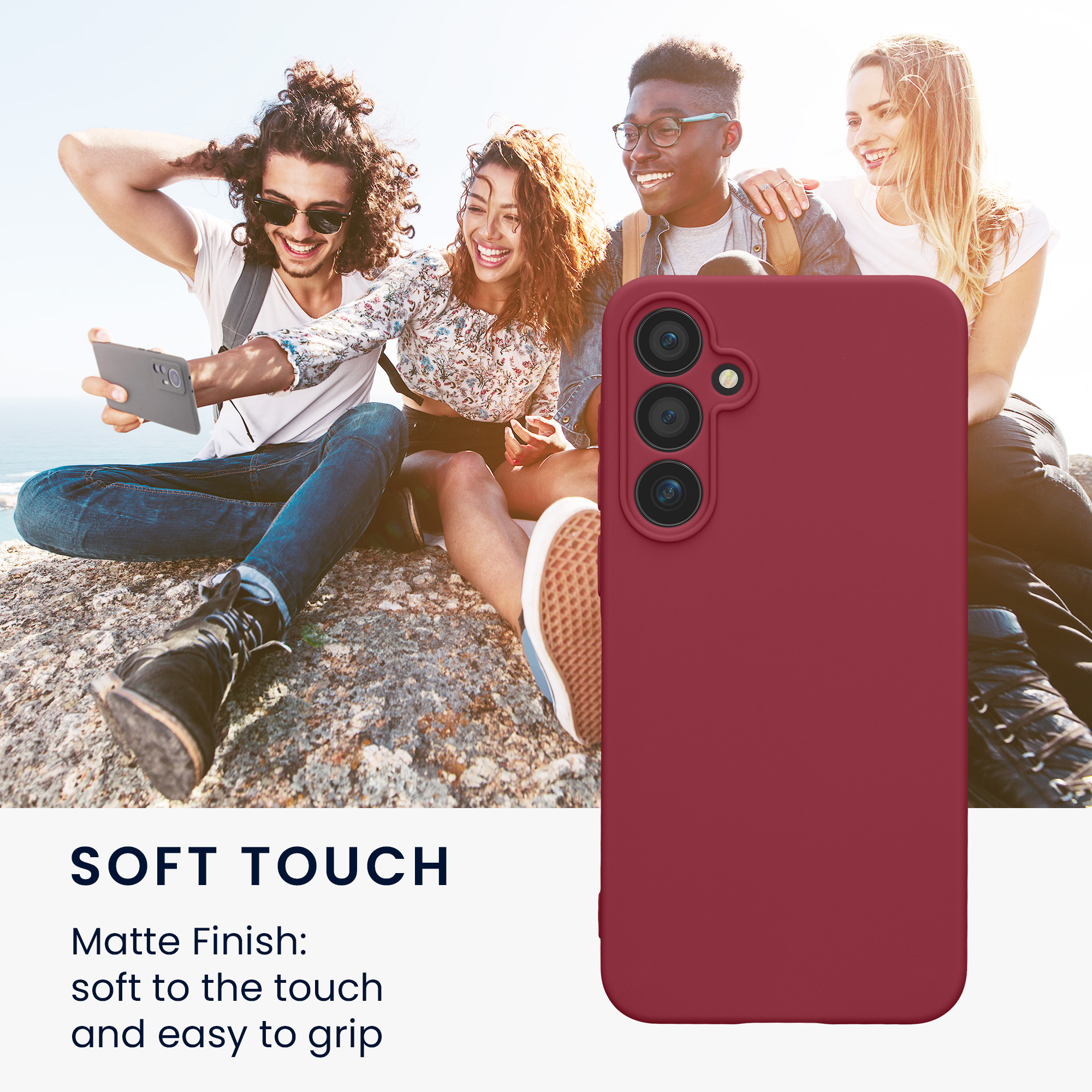 Kryt na mobil Samsung Galaxy A55 5G kwmobile slim matný TPU Bordeaux fialová