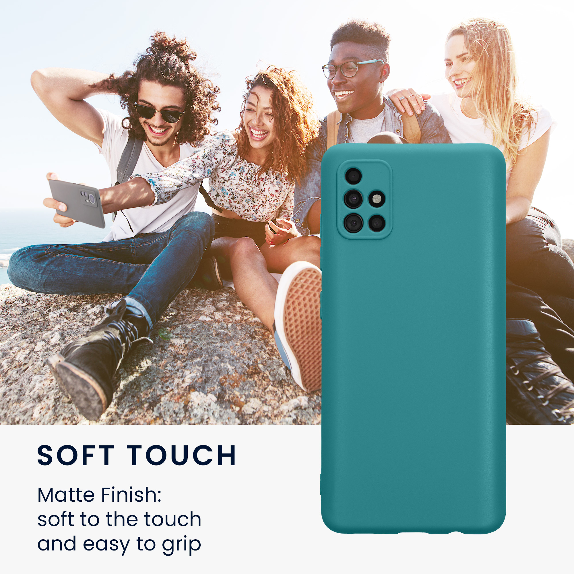Kryt na mobil Samsung Galaxy A51 kwmobile slim matný TPU Matná petrolejová