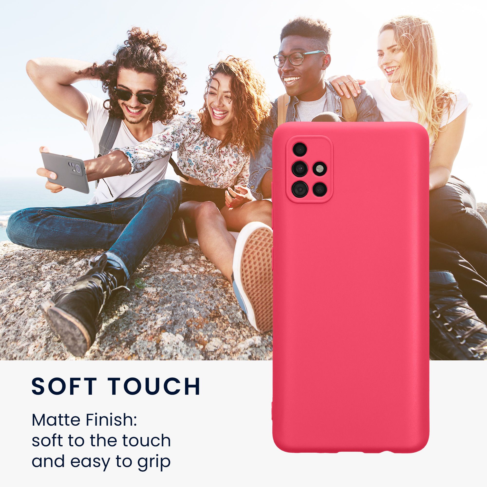 Kryt na mobil Samsung Galaxy A51 kwmobile slim matný TPU Neonová růžová