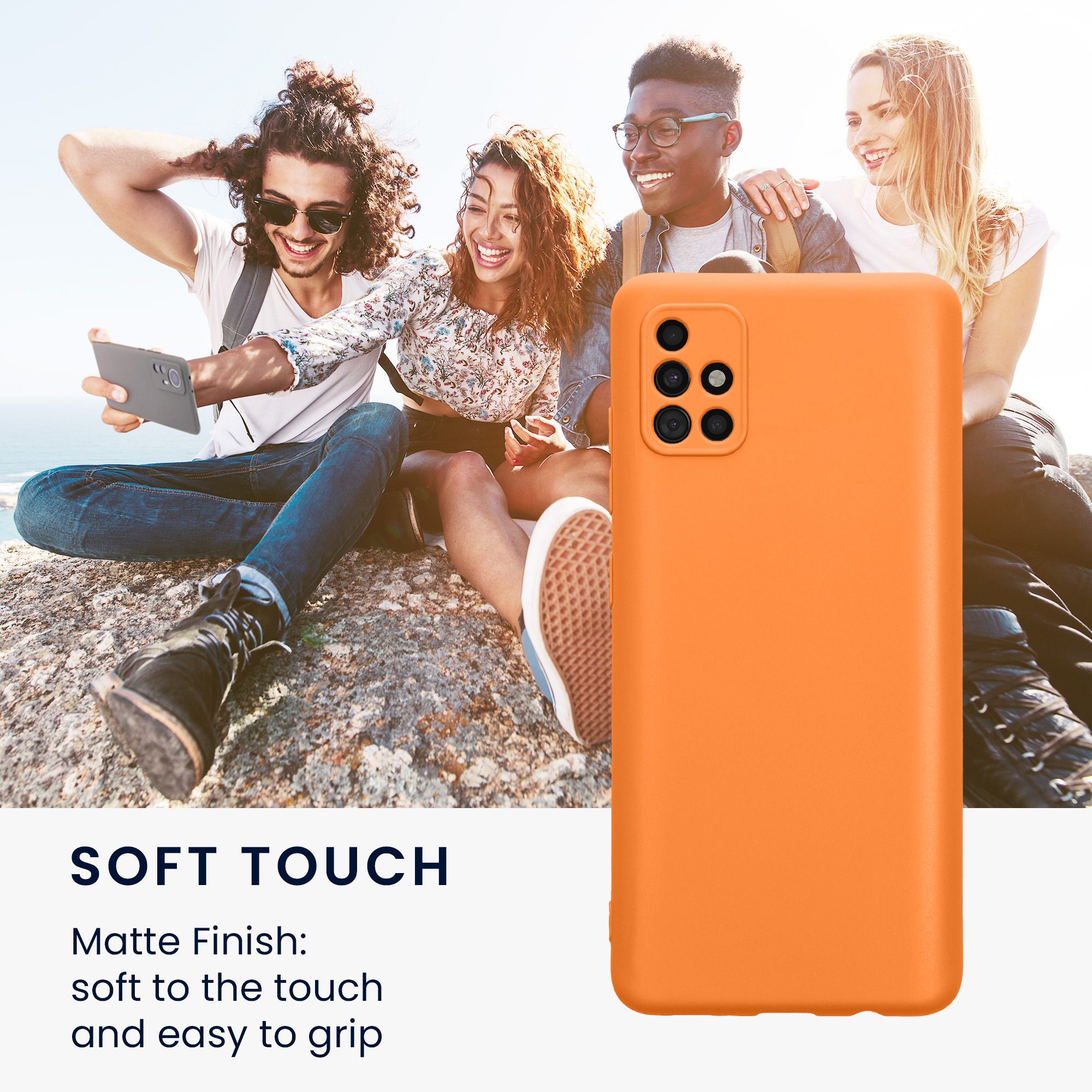 Kryt na mobil Samsung Galaxy A51 kwmobile slim matný TPU Ovocná oranžová