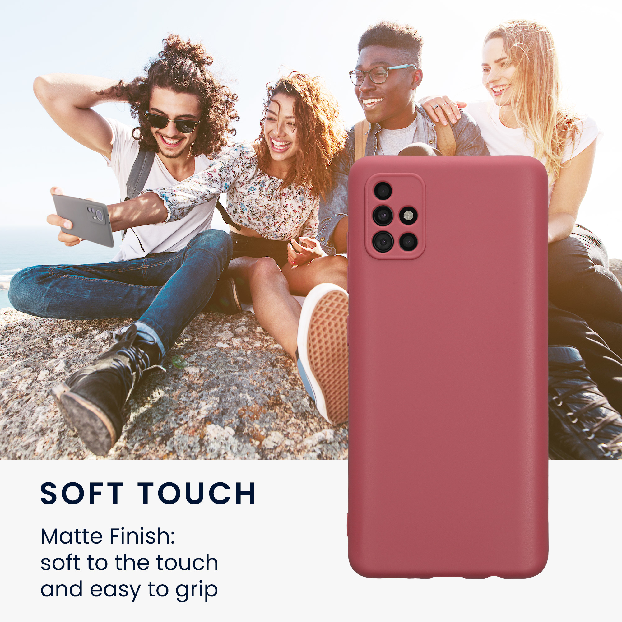 Kryt na mobil Samsung Galaxy A51 kwmobile slim matný TPU Tmavě růžová