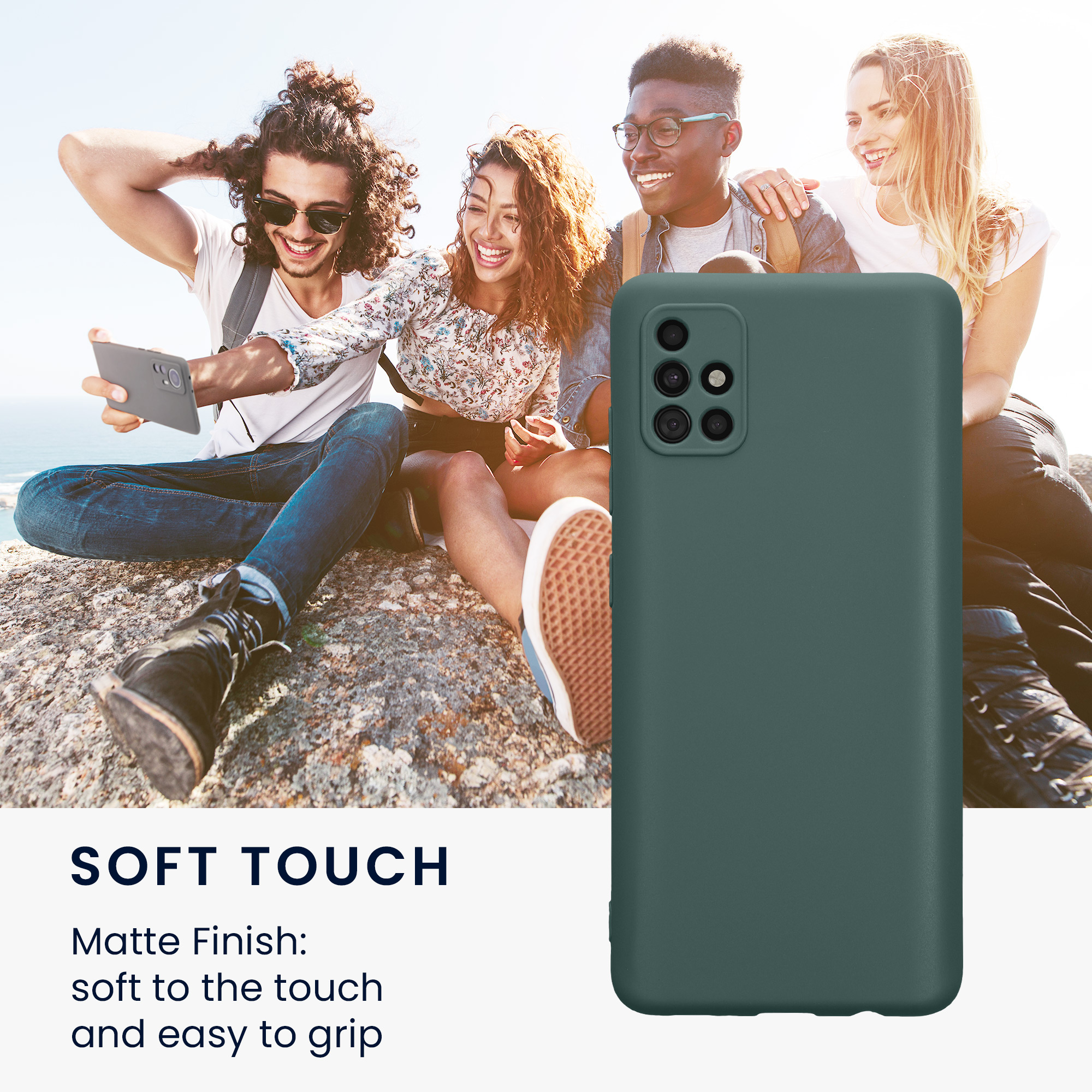 Kryt na mobil Samsung Galaxy A51 kwmobile slim matný TPU Modro-zelená