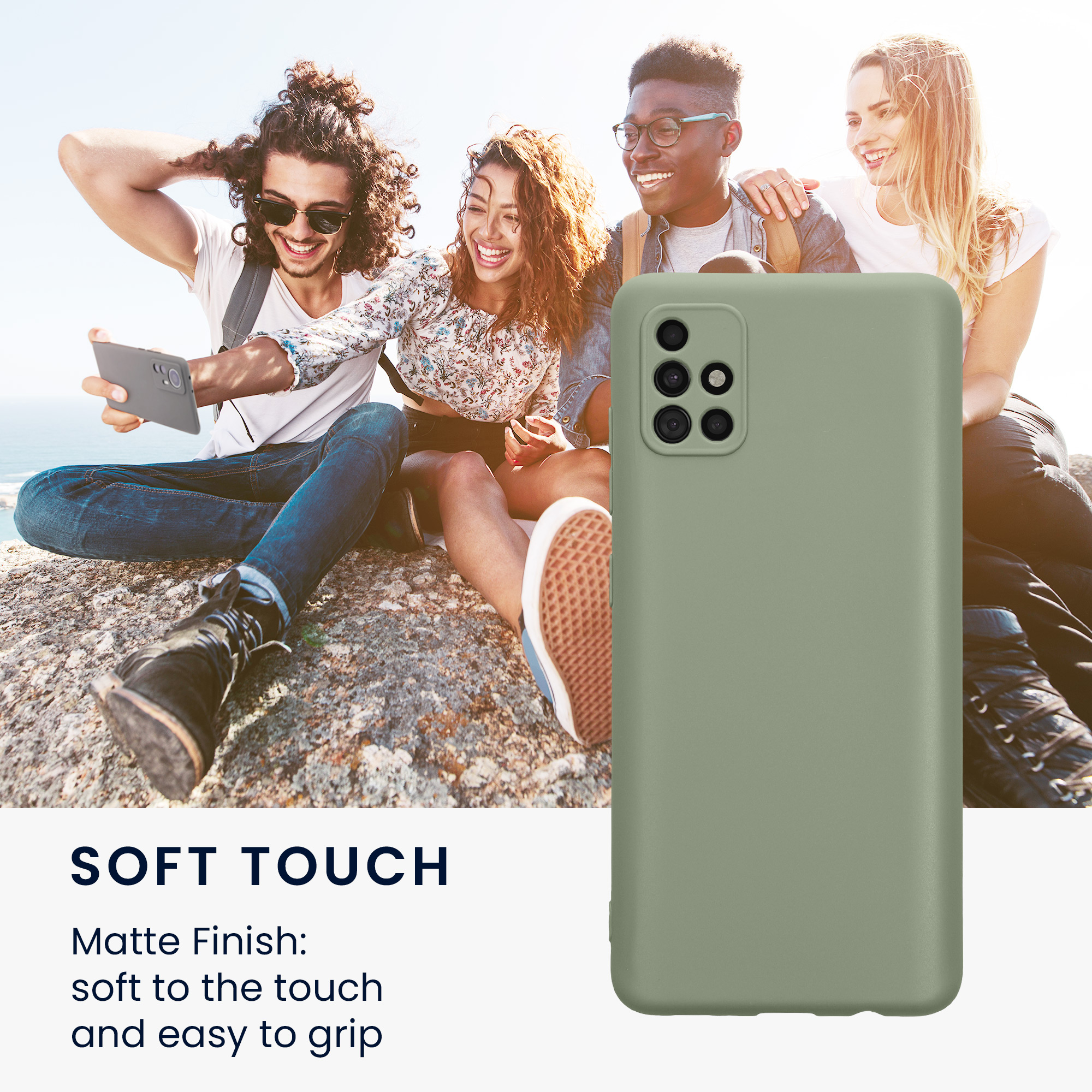 Kryt na mobil Samsung Galaxy A51 kwmobile slim matný TPU Šedo-zelená