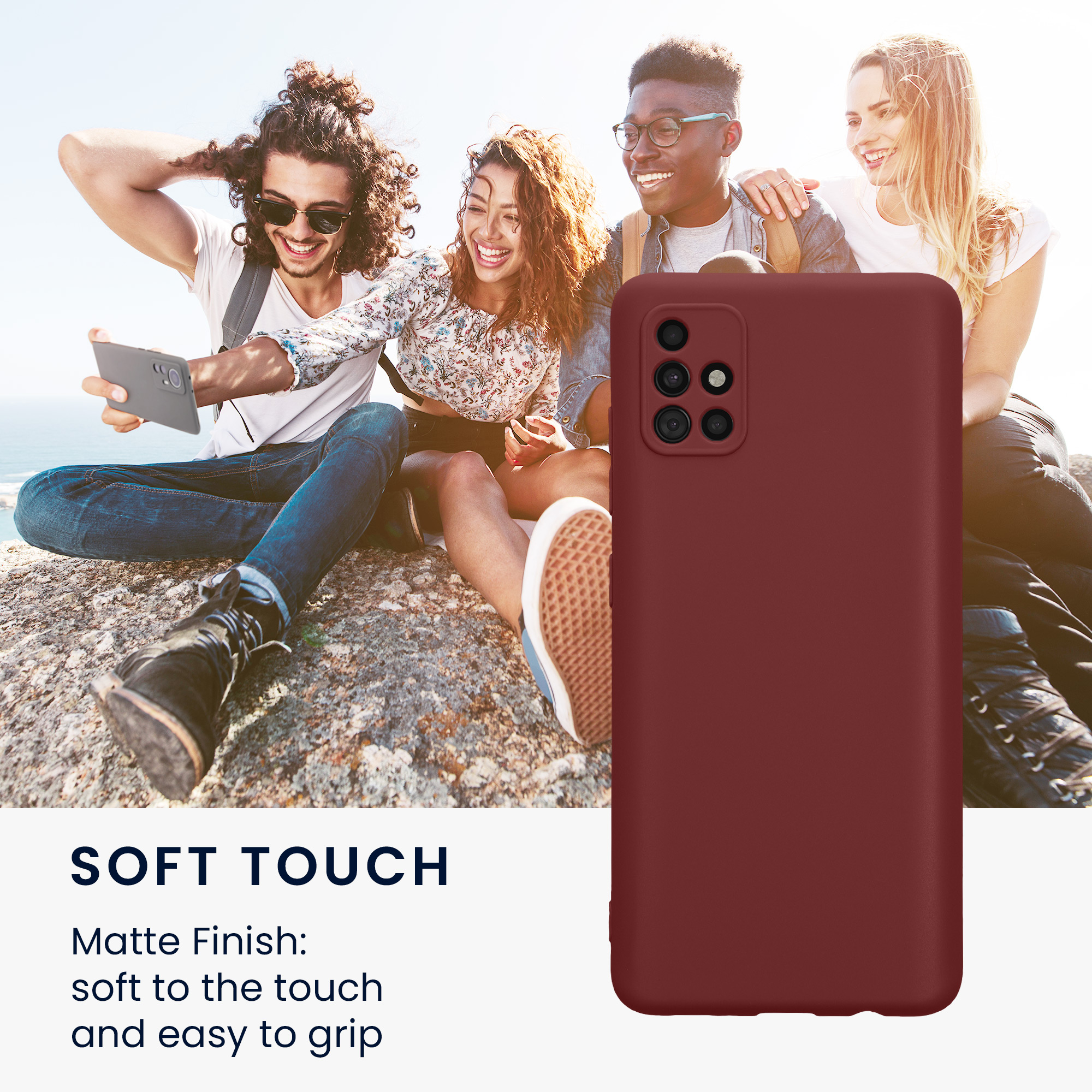 Kryt na mobil Samsung Galaxy A51 kwmobile slim matný TPU Bordeaux fialová