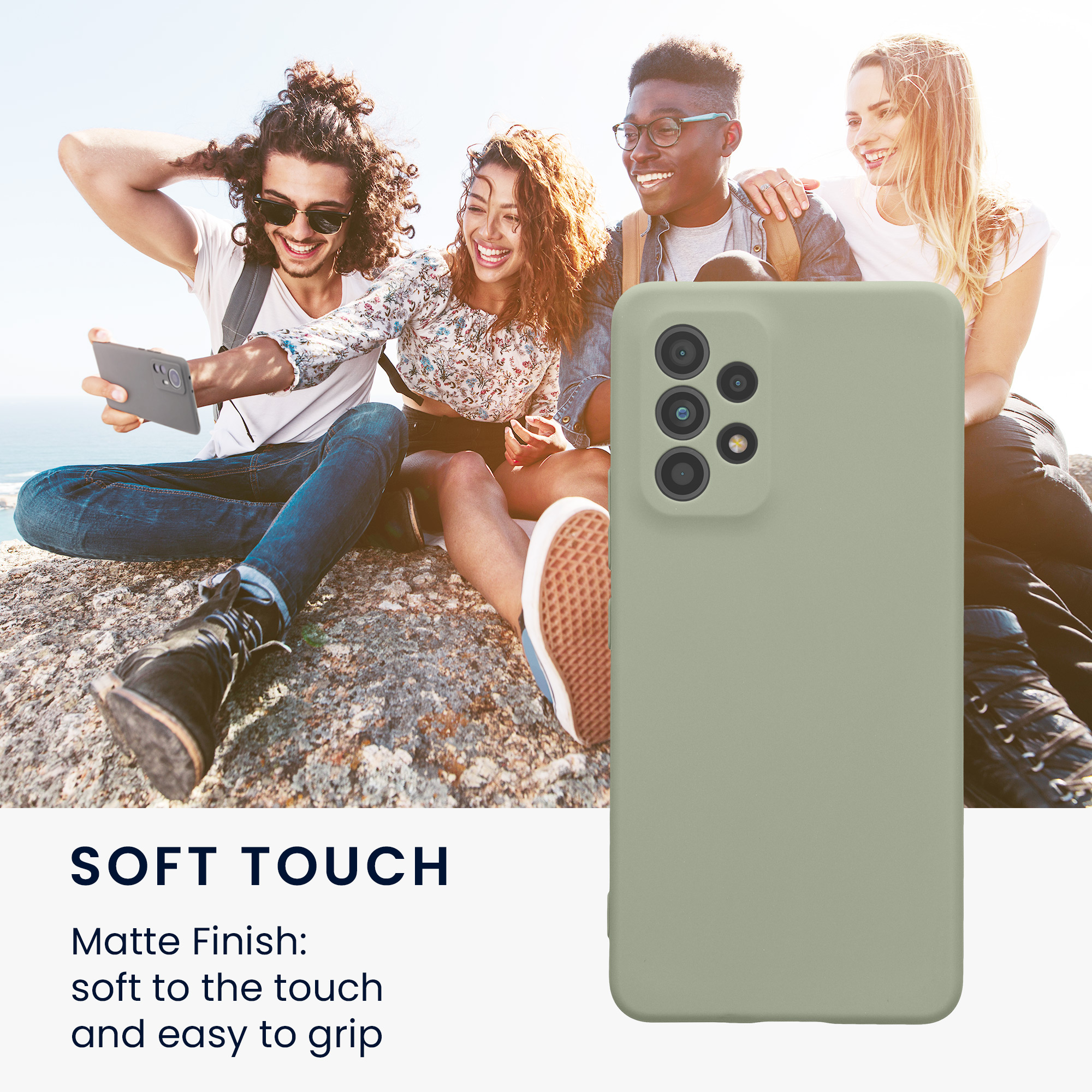 Kryt na mobil Samsung Galaxy A53 5G kwmobile slim matný TPU Šedo-zelená