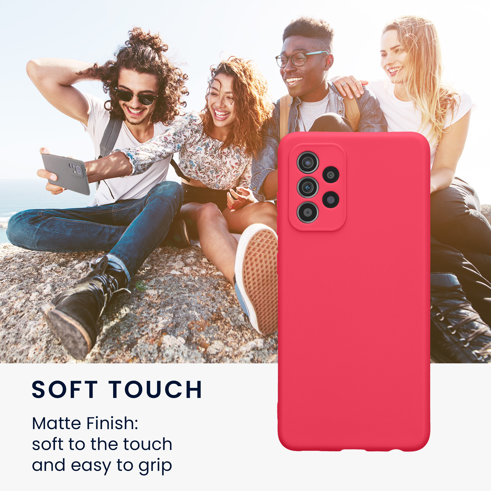 Kryt na mobil Samsung Galaxy A52 / A52 5G / A52s 5G kwmobile slim matný TPU Neonová růžová