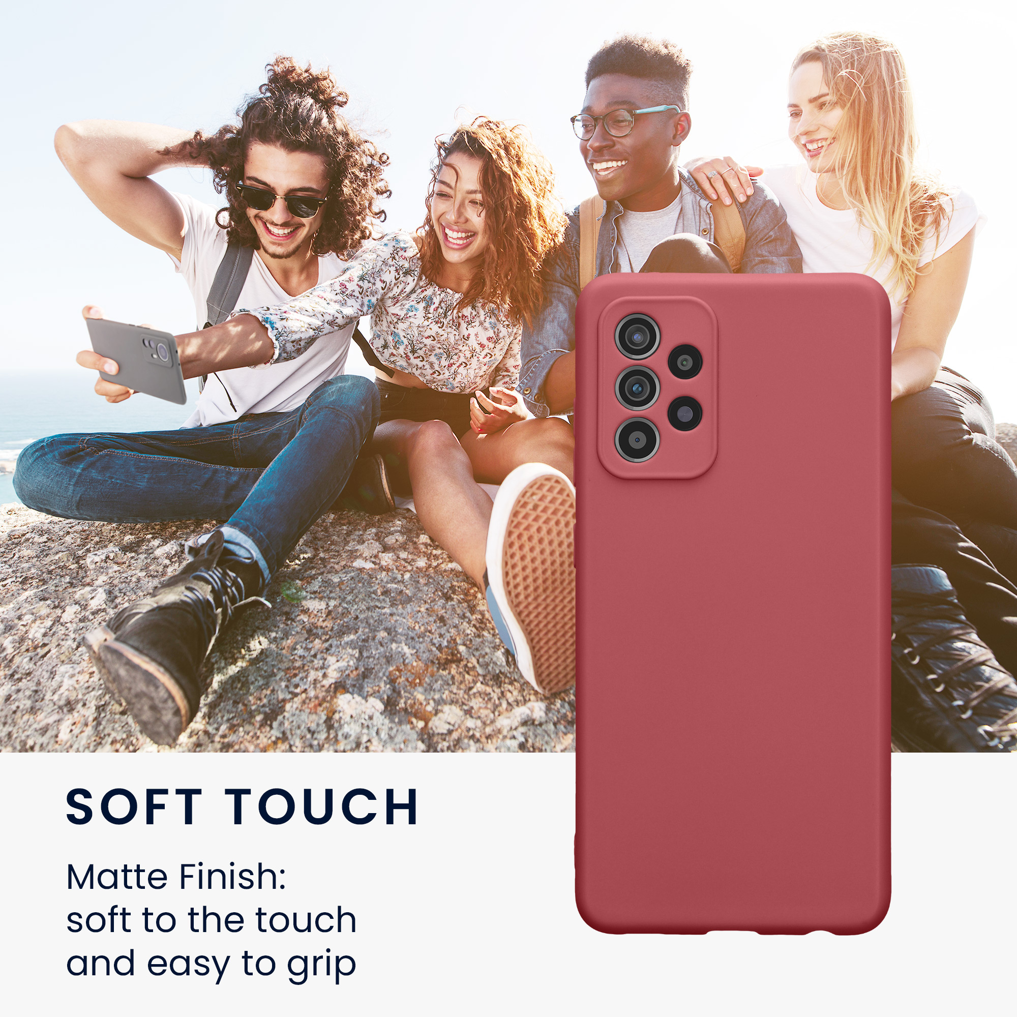 Kryt na mobil Samsung Galaxy A52 / A52 5G / A52s 5G kwmobile slim matný TPU Tmavě růžová