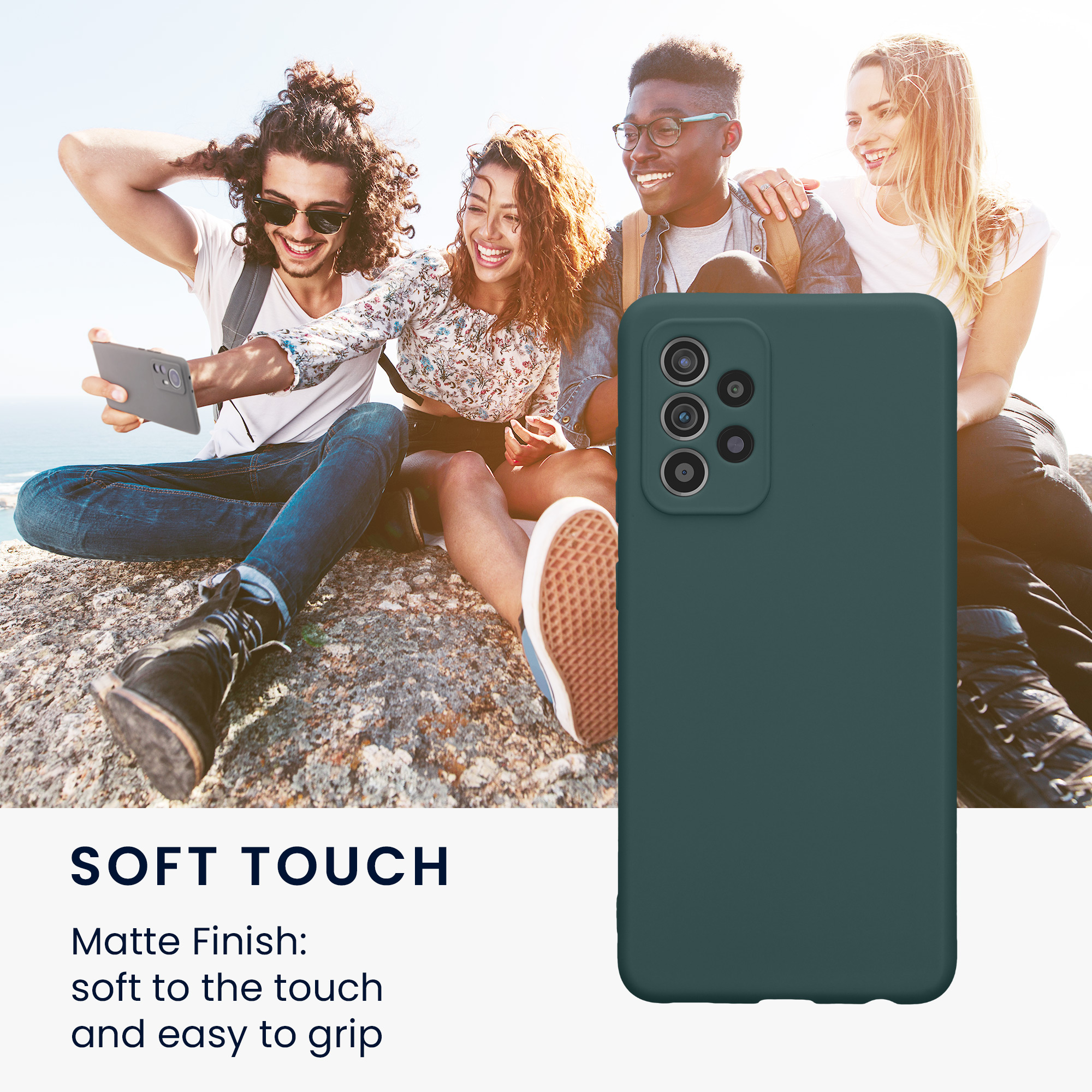 Kryt na mobil Samsung Galaxy A52 / A52 5G / A52s 5G kwmobile slim matný TPU Modro-zelená