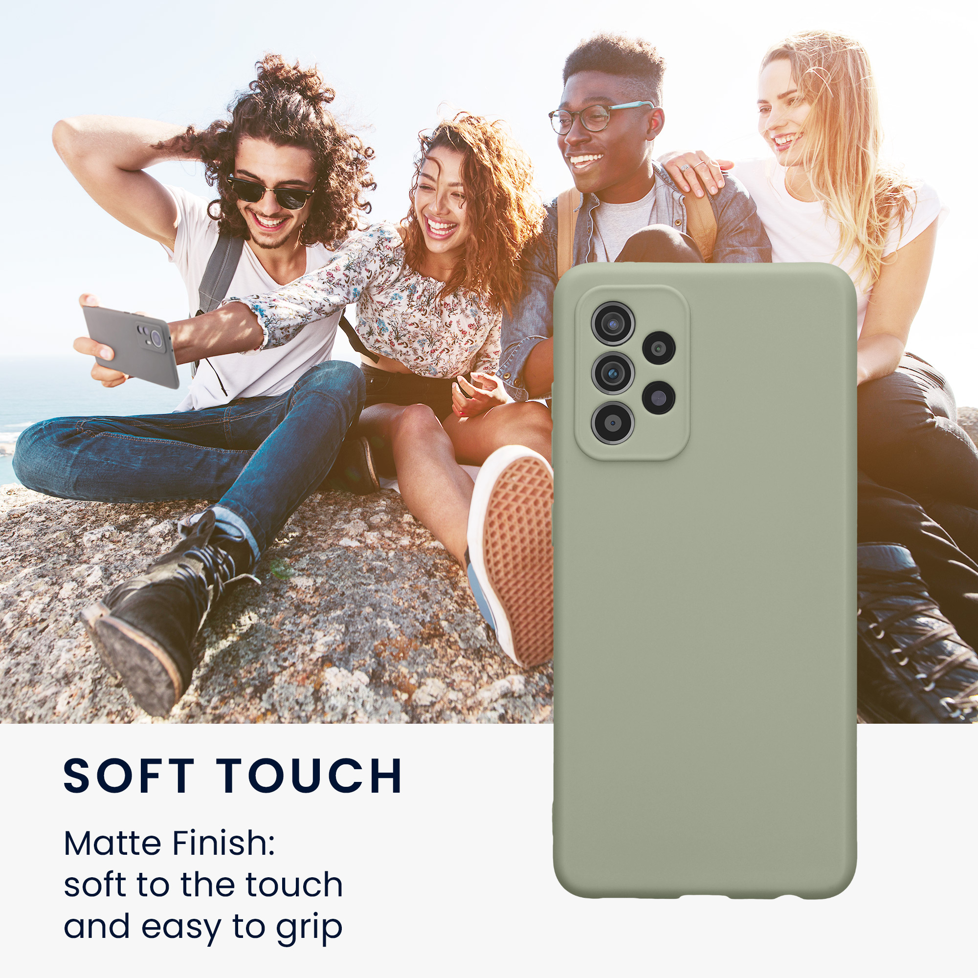 Kryt na mobil Samsung Galaxy A52 / A52 5G / A52s 5G kwmobile slim matný TPU Šedo-zelená