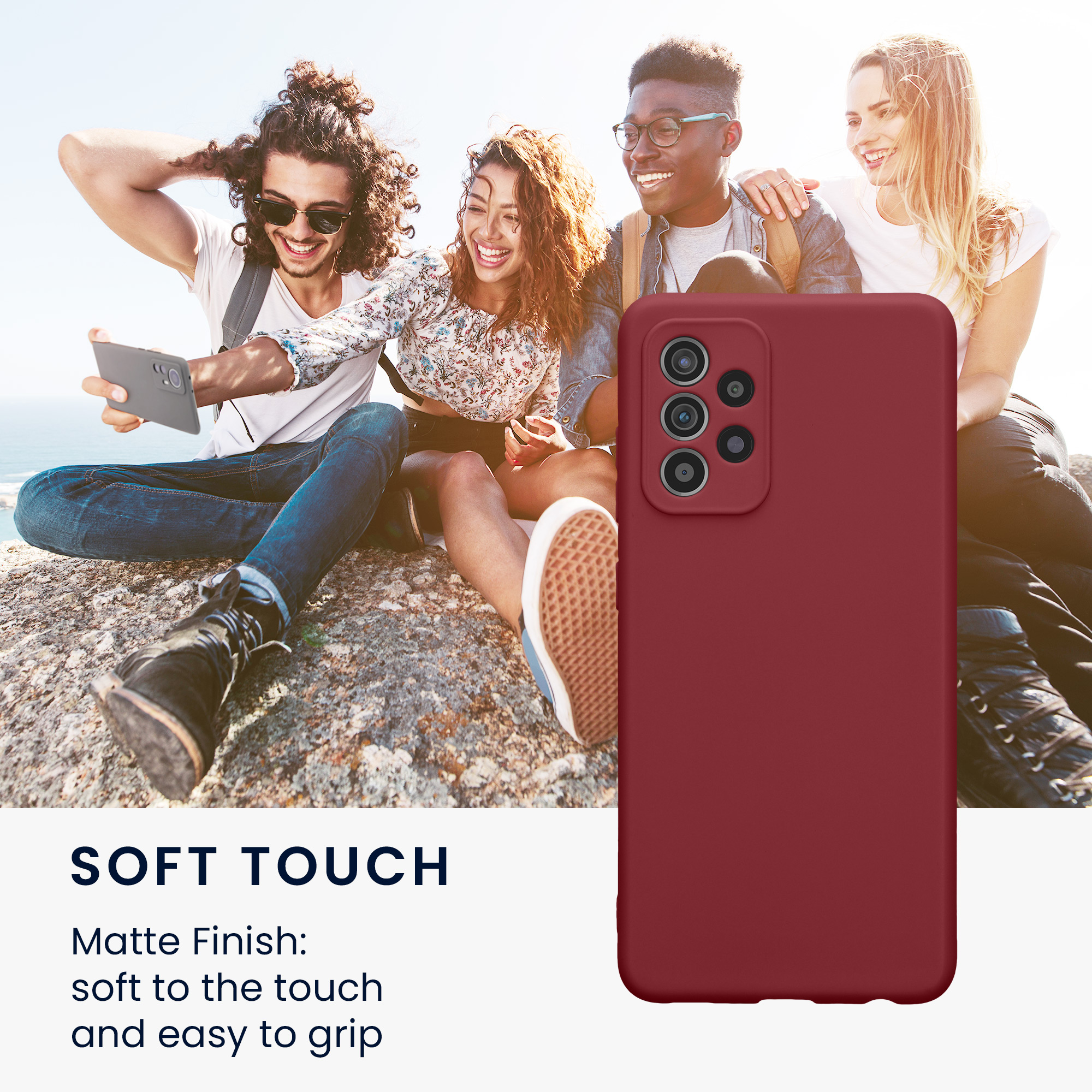 Kryt na mobil Samsung Galaxy A52 / A52 5G / A52s 5G kwmobile slim matný TPU Bordeaux fialová