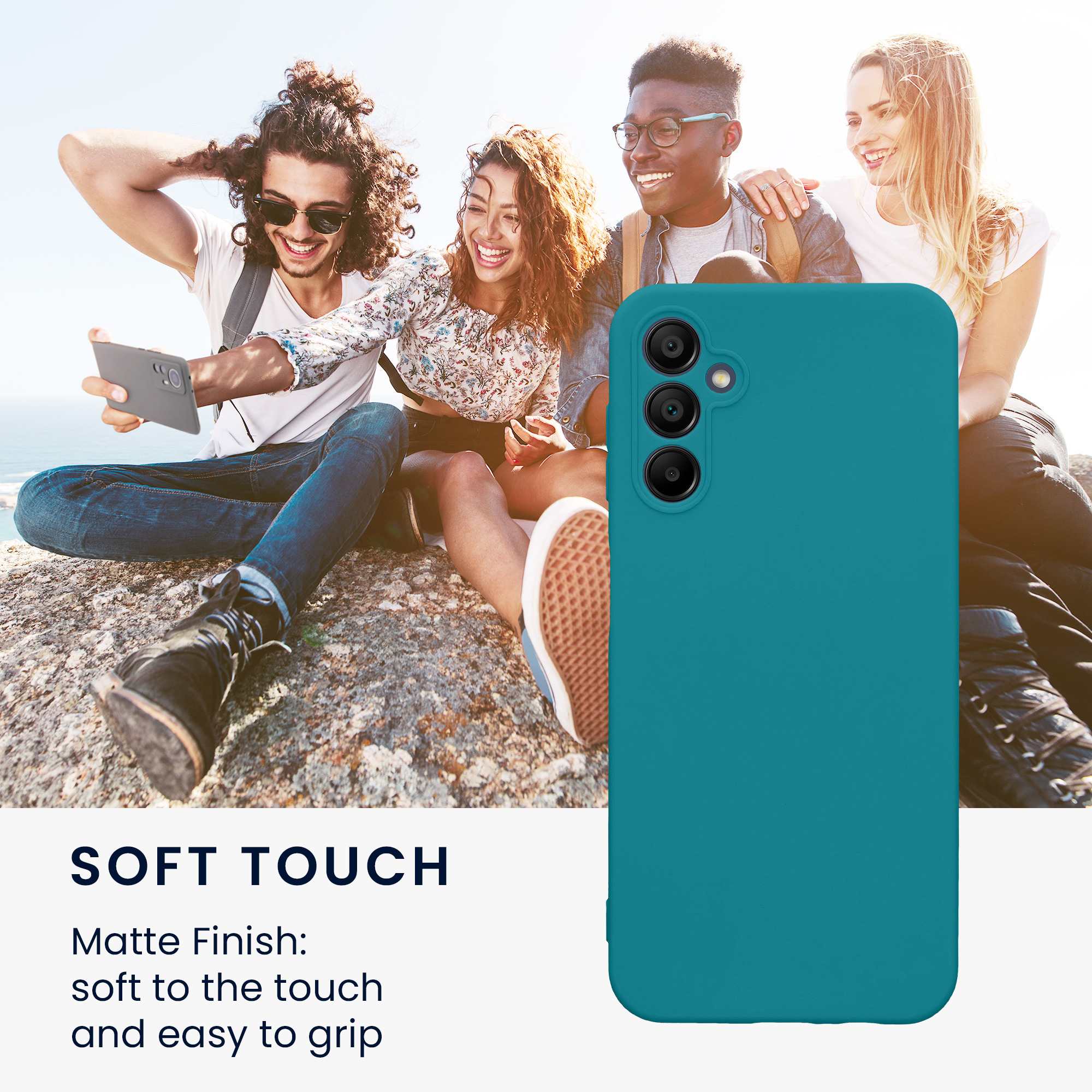 Kryt na mobil Samsung Galaxy A14 5G kwmobile slim matný TPU Matná petrolejová