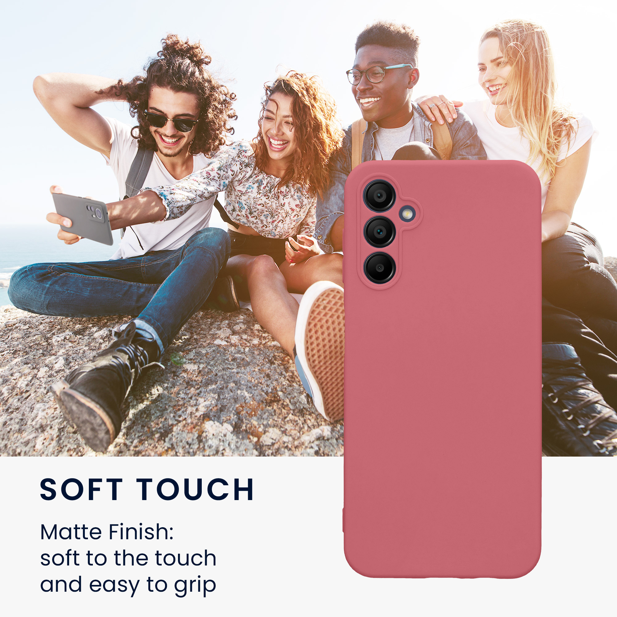 Kryt na mobil Samsung Galaxy A14 5G kwmobile slim matný TPU Tmavě růžová