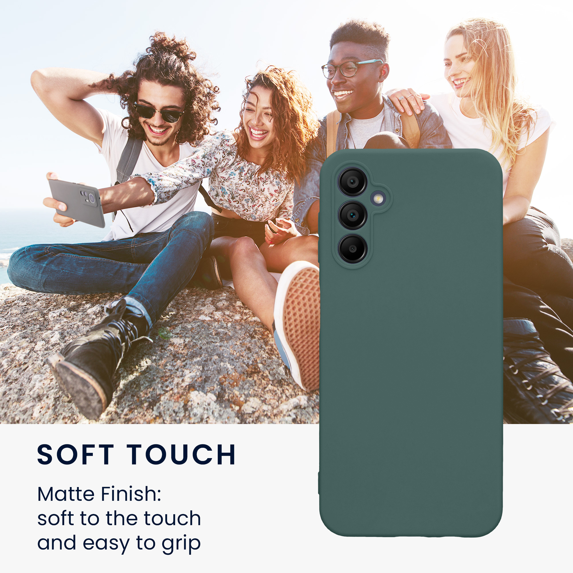 Kryt na mobil Samsung Galaxy A14 5G kwmobile slim matný TPU Modro-zelená