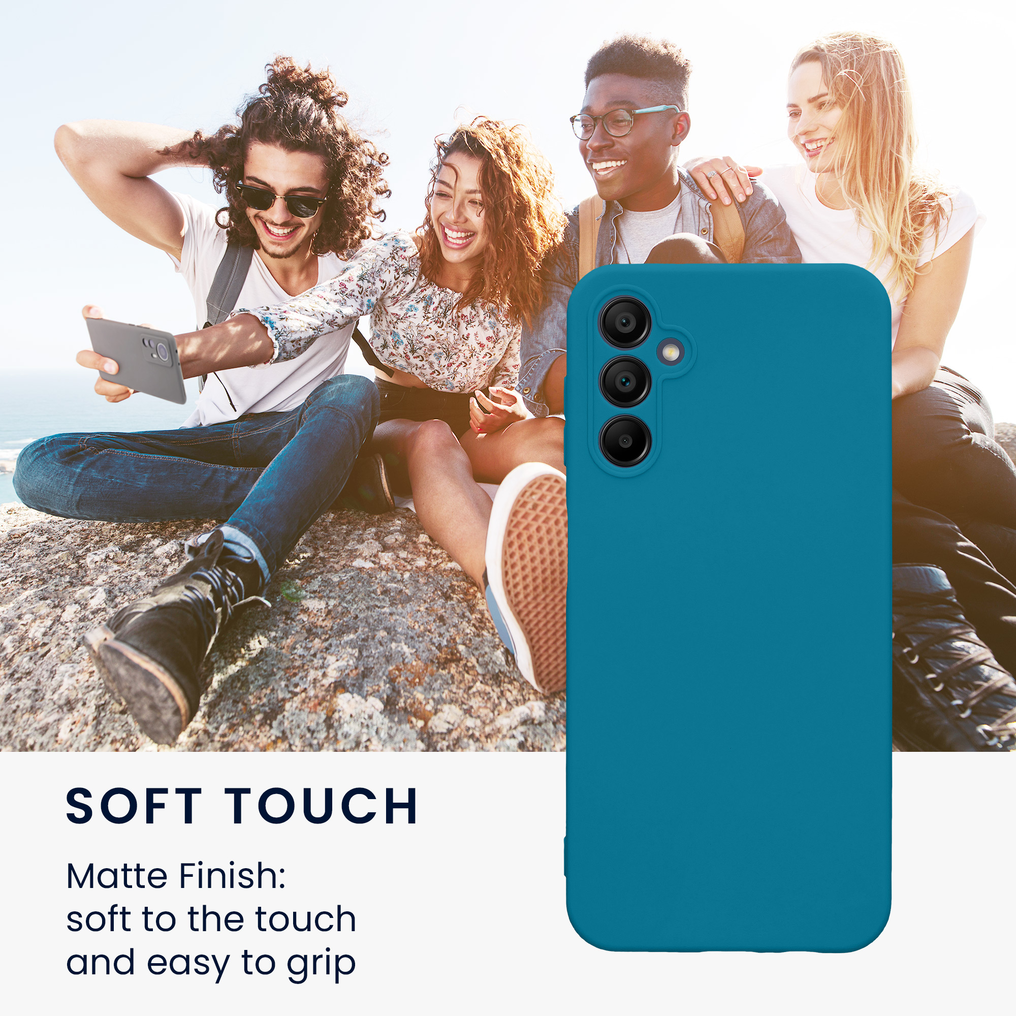Kryt na mobil Samsung Galaxy A14 5G kwmobile slim matný TPU Karibská modrá