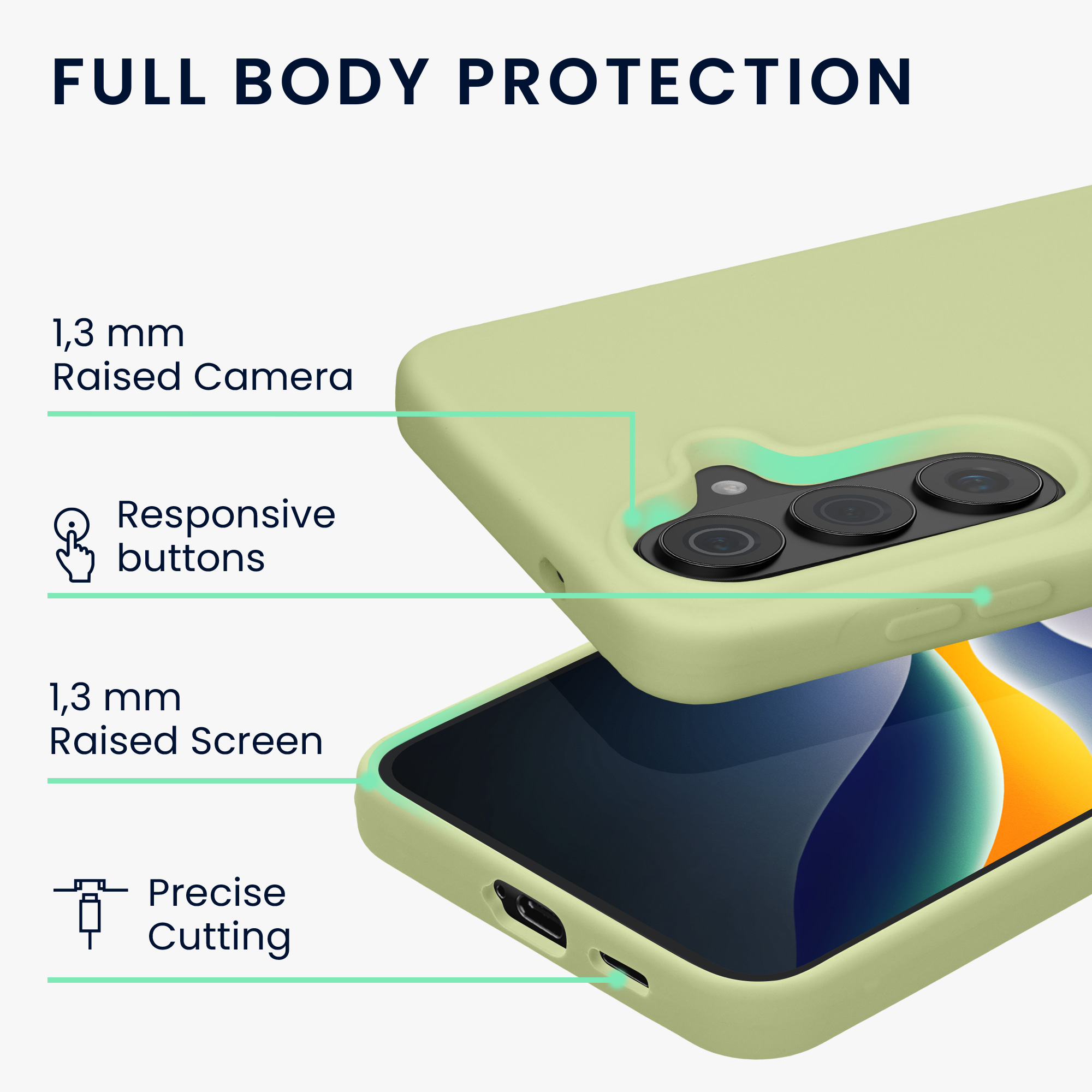 Silikonový kryt pro Samsung Galaxy S26, nárazuvzdorný, pro bezdrátové nabíjení kwmobile ‑ pistáciově zelená