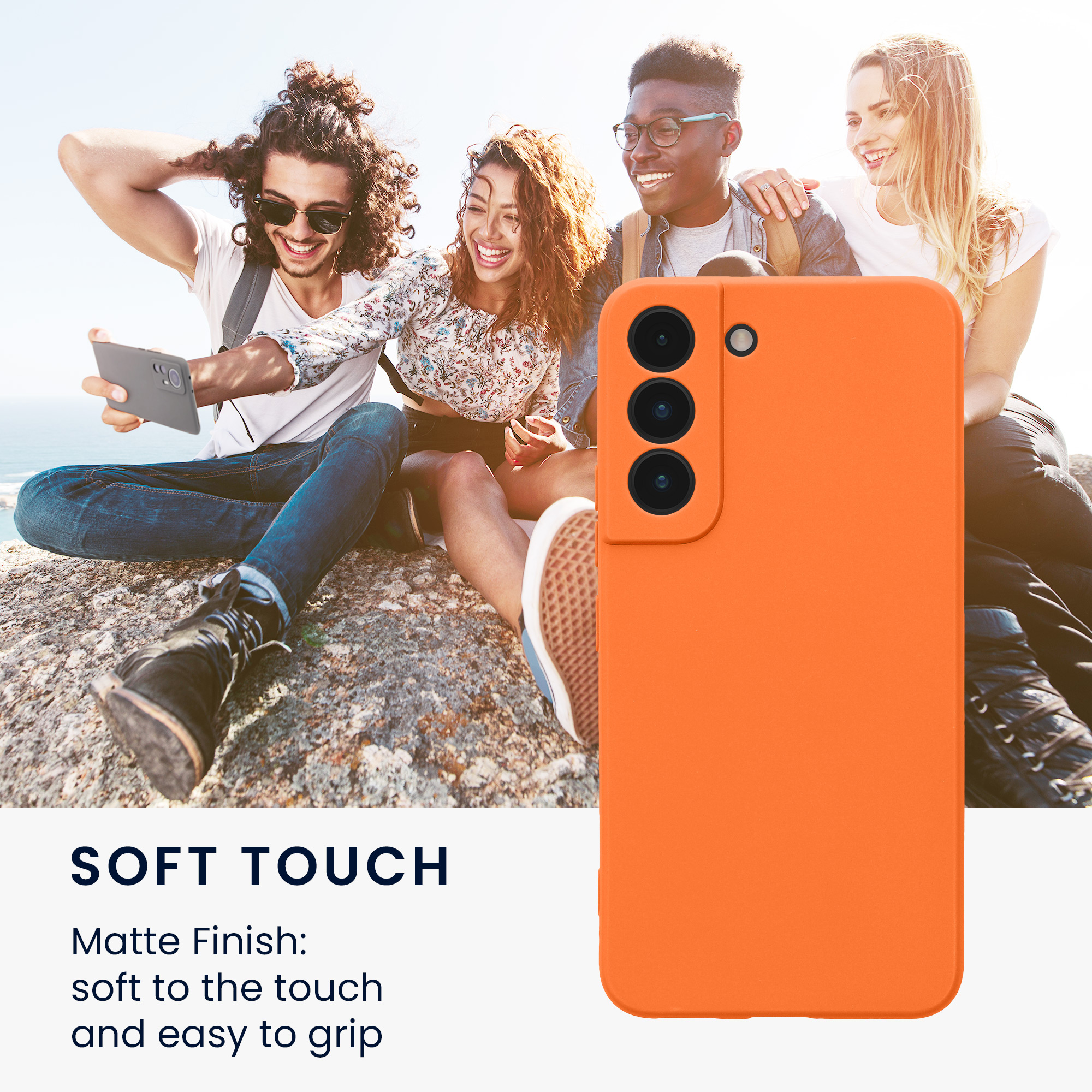 Kryt na mobil Galaxy S22 kwmobile Soft Matte ovocně oranžová