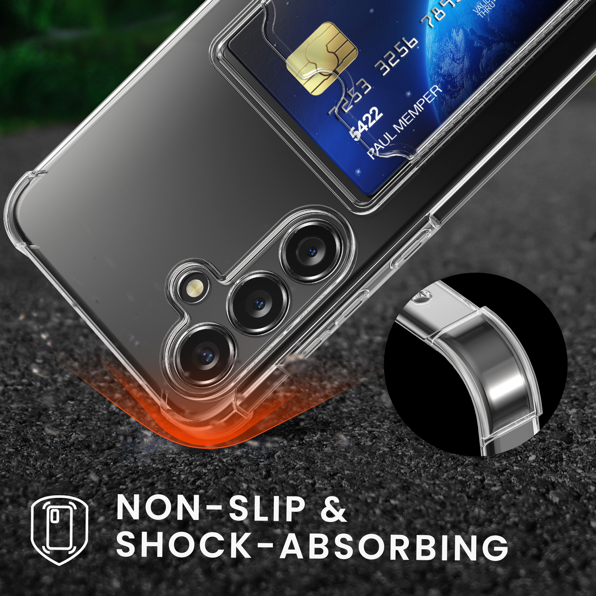 Peněženkové pouzdro na mobil Samsung Galaxy A55 5G, nárazuvzdorné - kwmobile, čiré