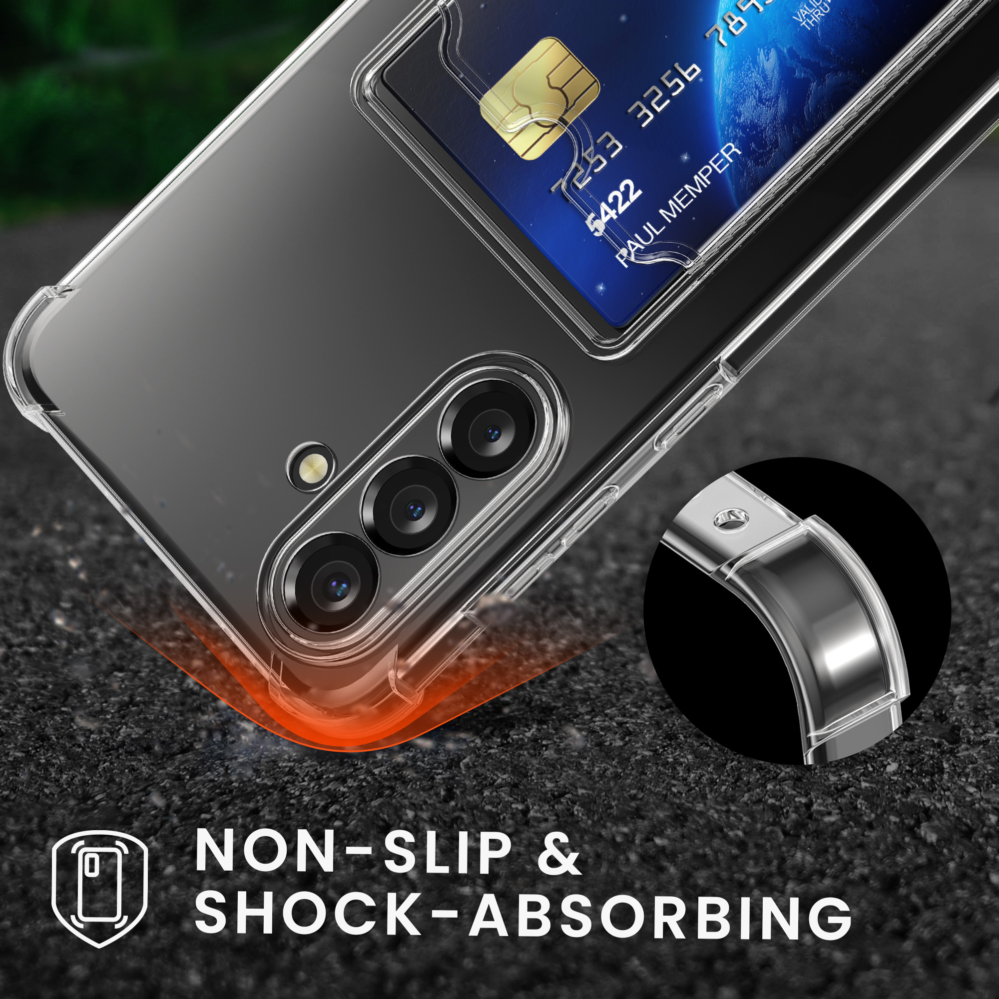 TPU pouzdro s kapsou na kartu pro Samsung Galaxy A56 5G kwmobile kapsa na kartu - transparentní