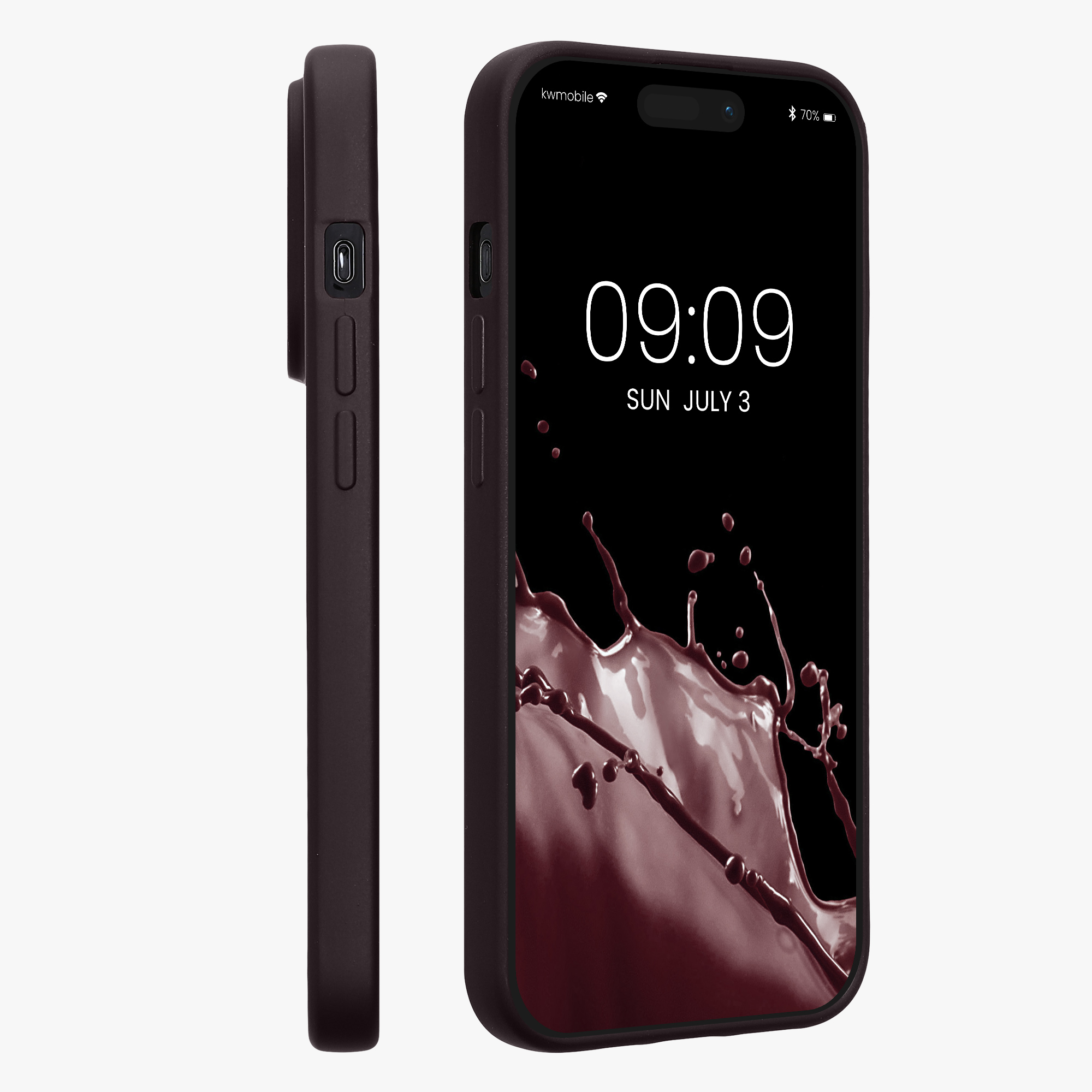 Pouzdro pro Apple iPhone 15 Pro kwmobile tenké metalické silikonové - metalická bordó