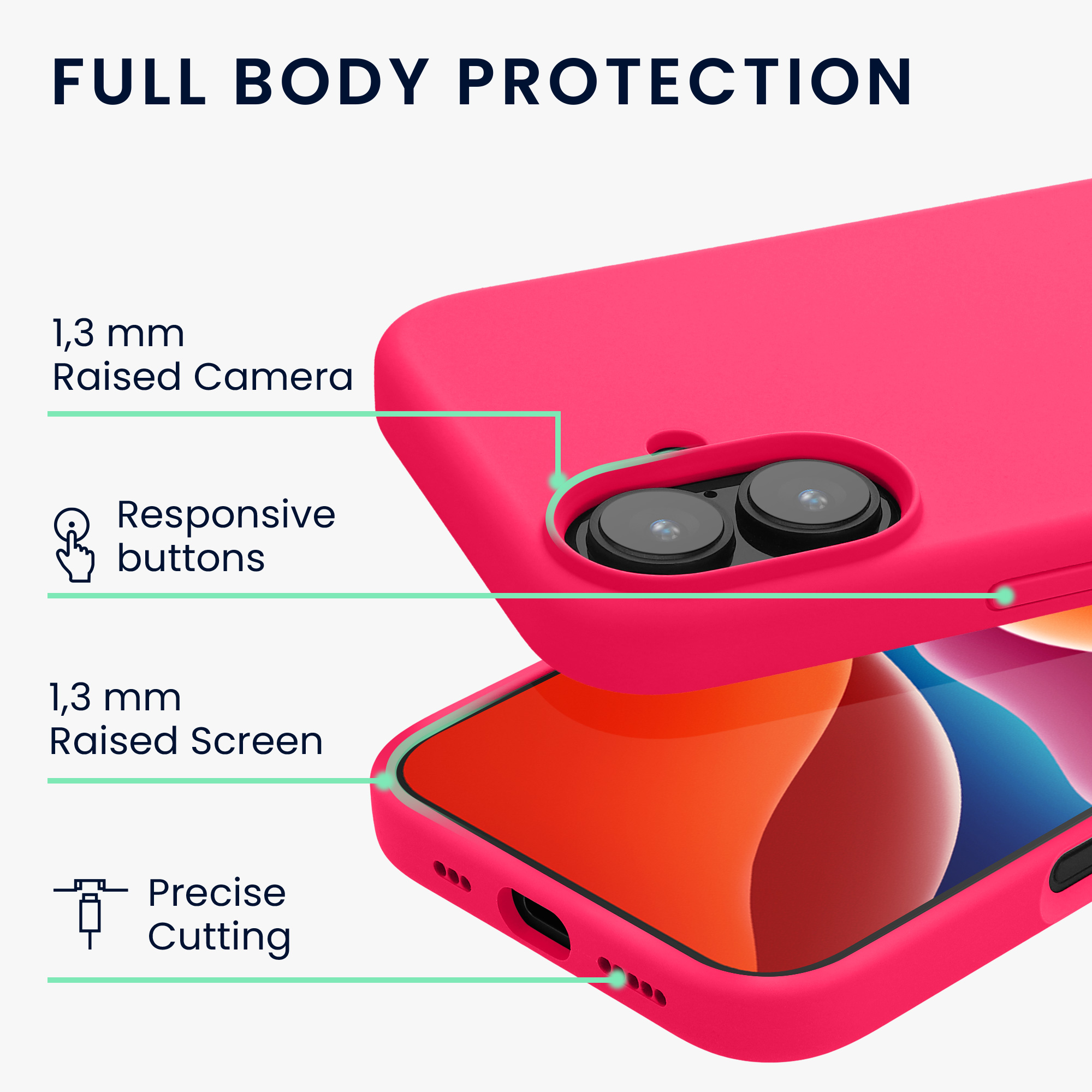Pouzdro pro Apple iPhone 16 kwmobile silikonové - neonově růžová