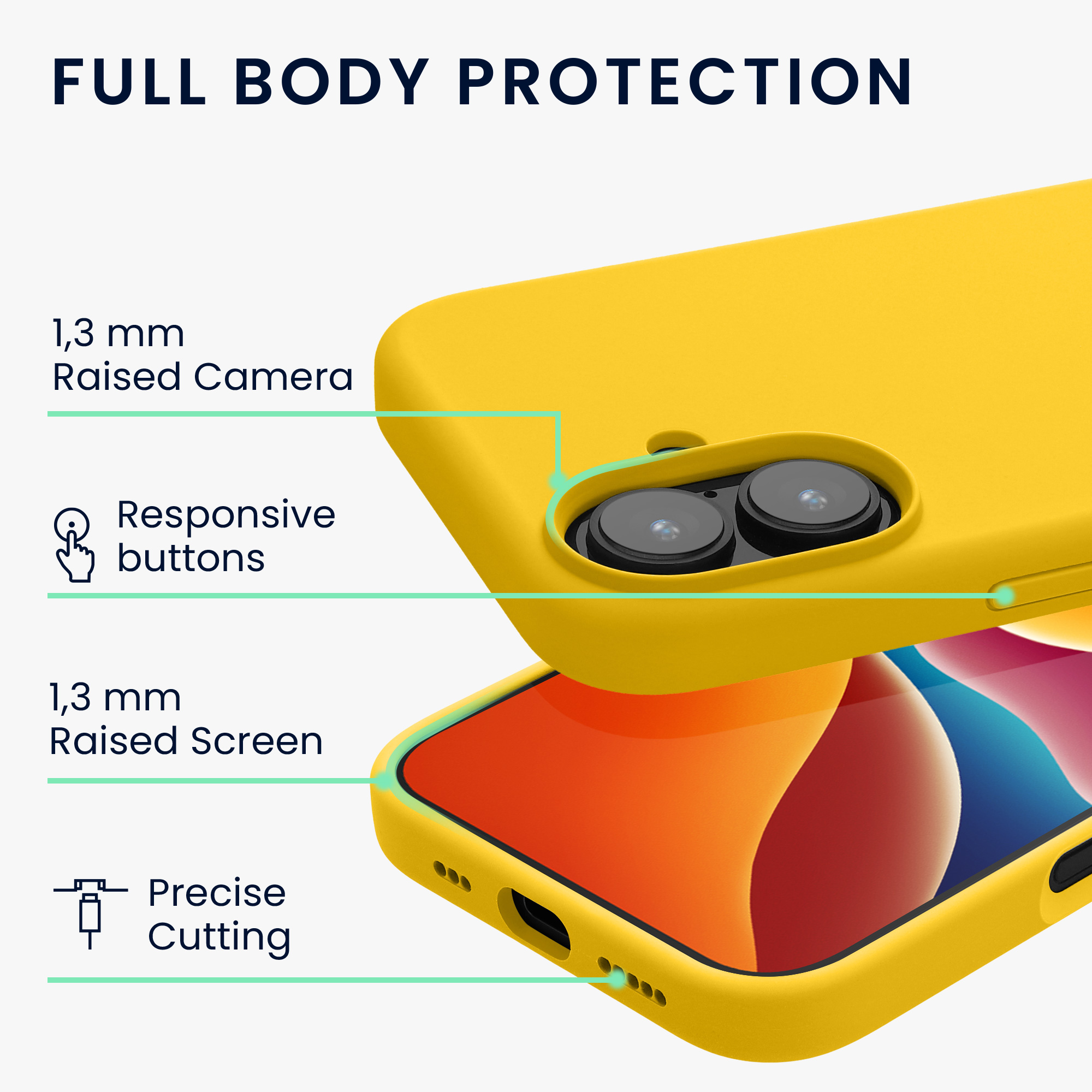 Silikonový kryt kwmobile pro iPhone 16 - zářivě žlutá