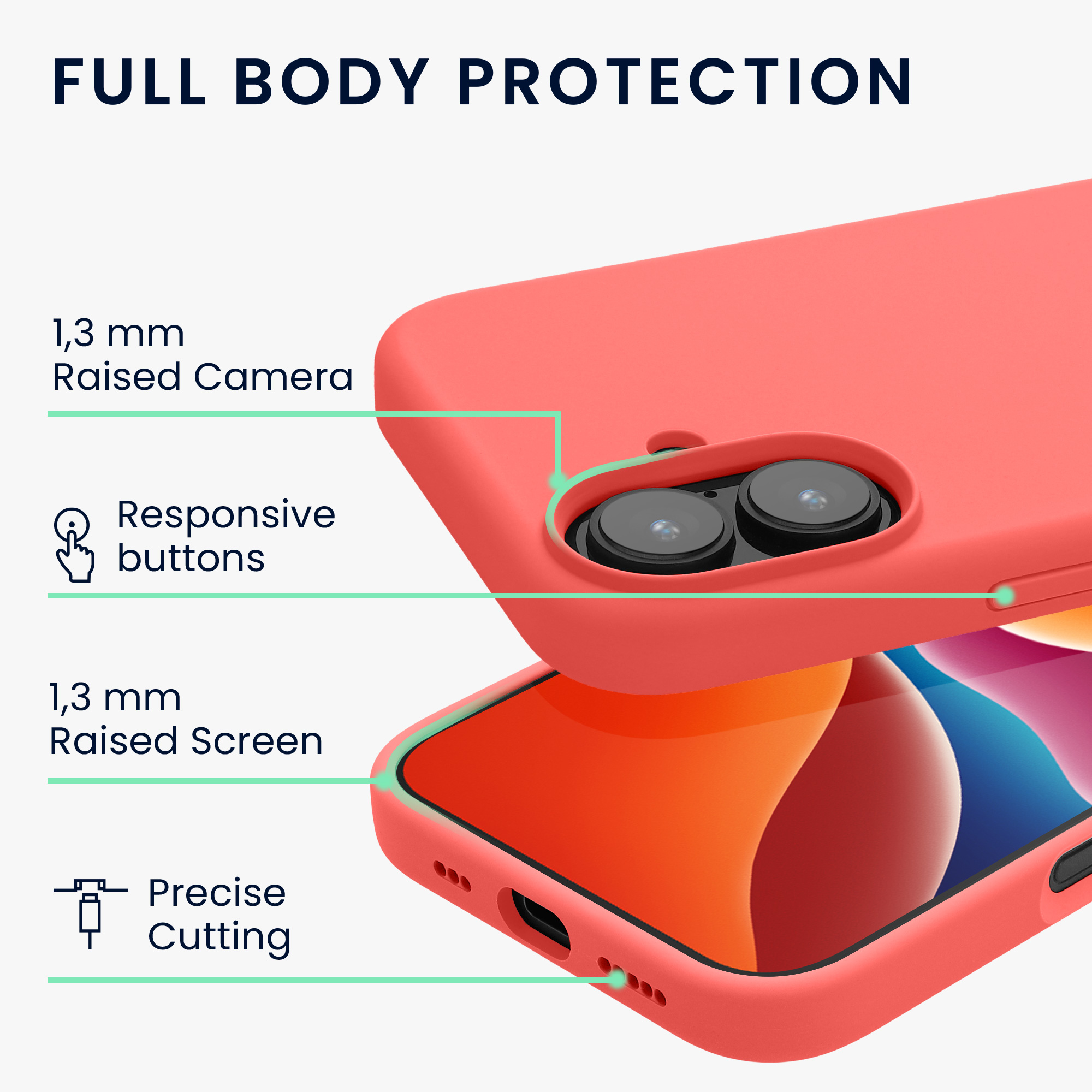 Pouzdro pro Apple iPhone 16 kwmobile silikonové - neonově korálová