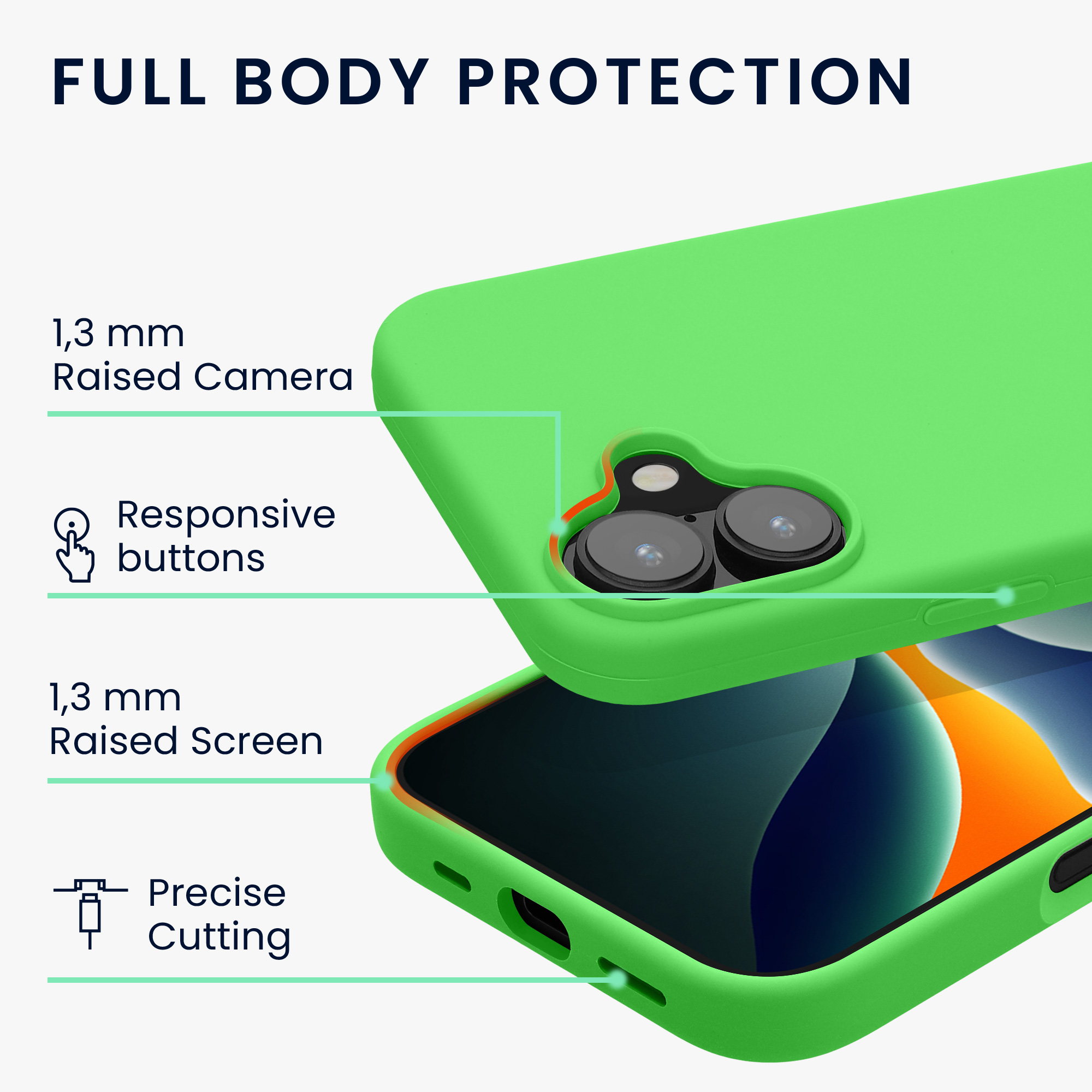 Silikonový kryt kwmobile pro iPhone 16 - limetkově zelená
