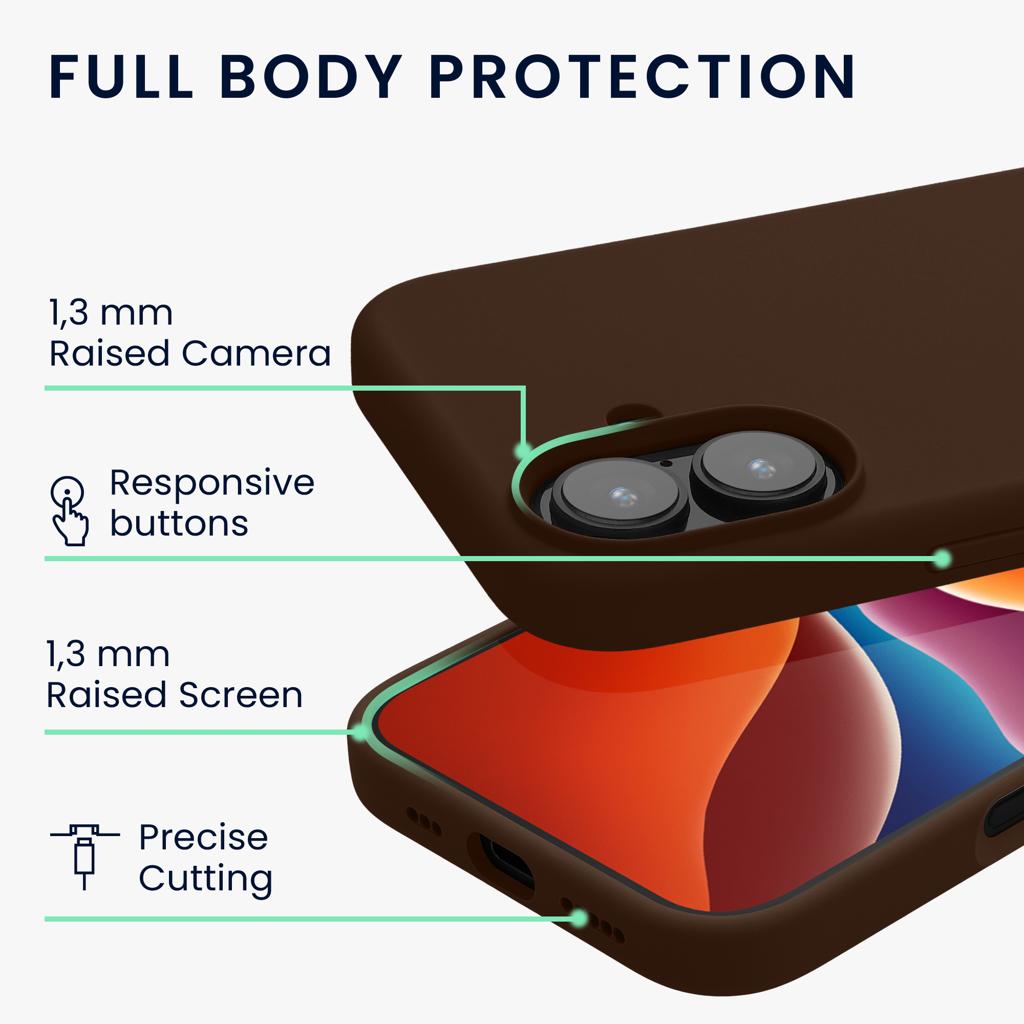 Silikonový kryt na mobil Apple iPhone 16 kwmobile - hnědá Chocolate