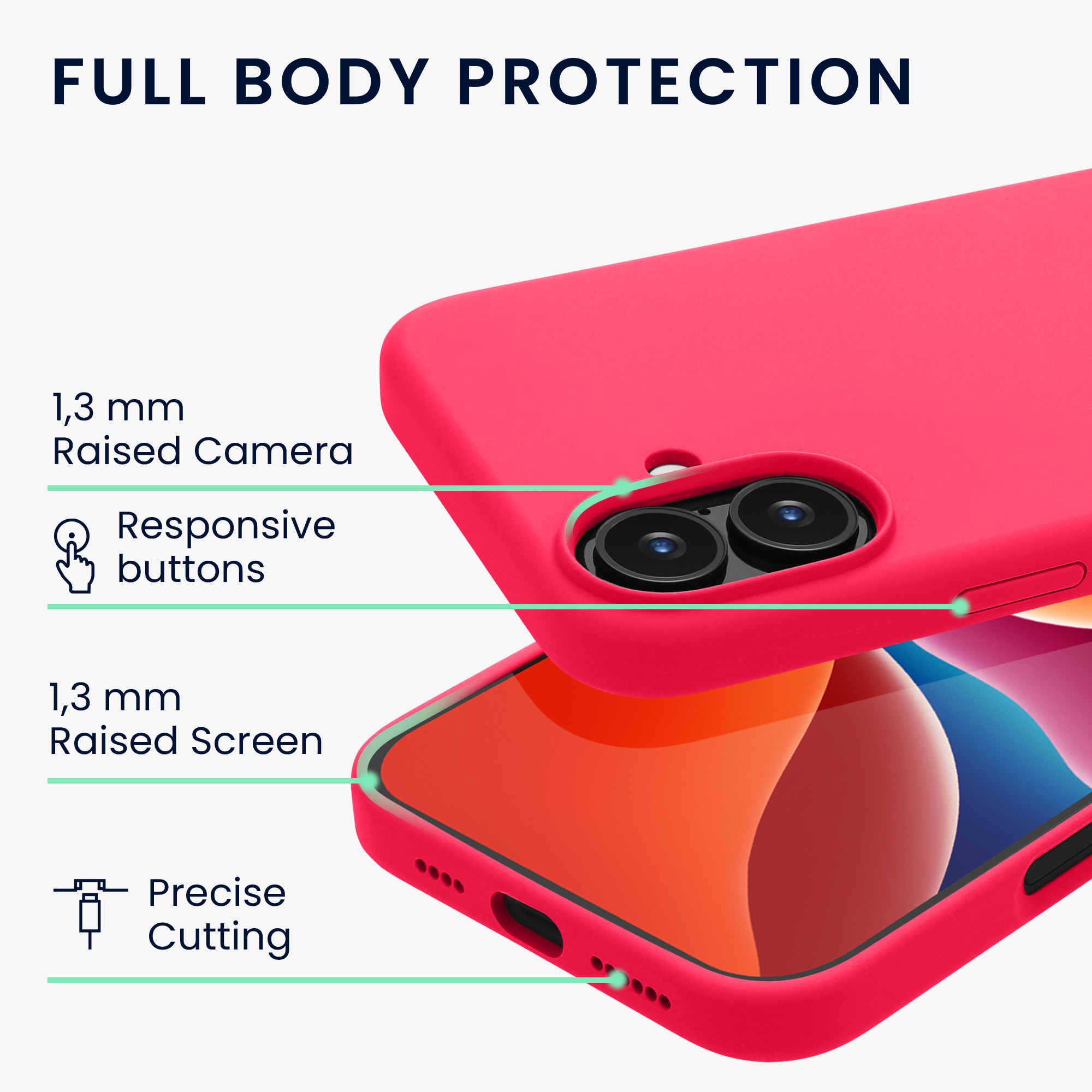 Silikonový kryt na mobil Apple iPhone 16 Plus kwmobile - neonově růžová