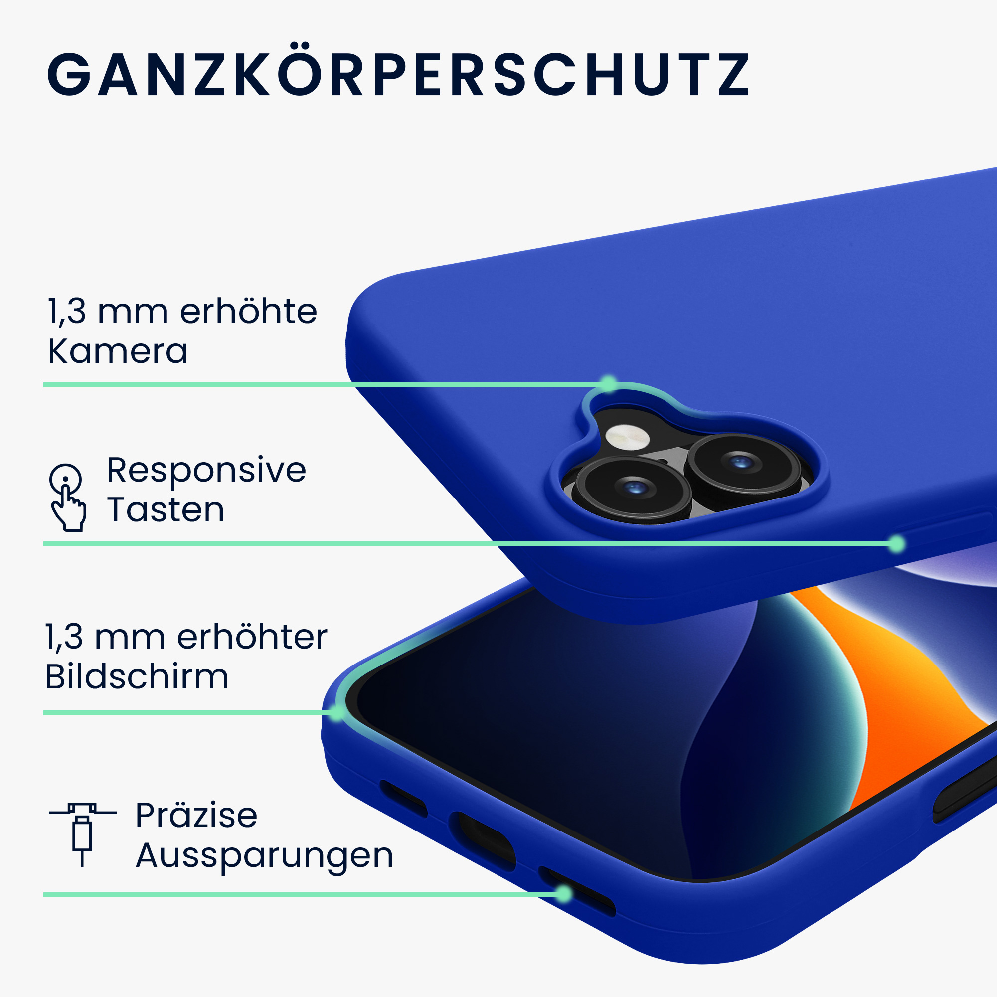 Silikonový kryt na mobil Apple iPhone 16 Plus kwmobile - modrá