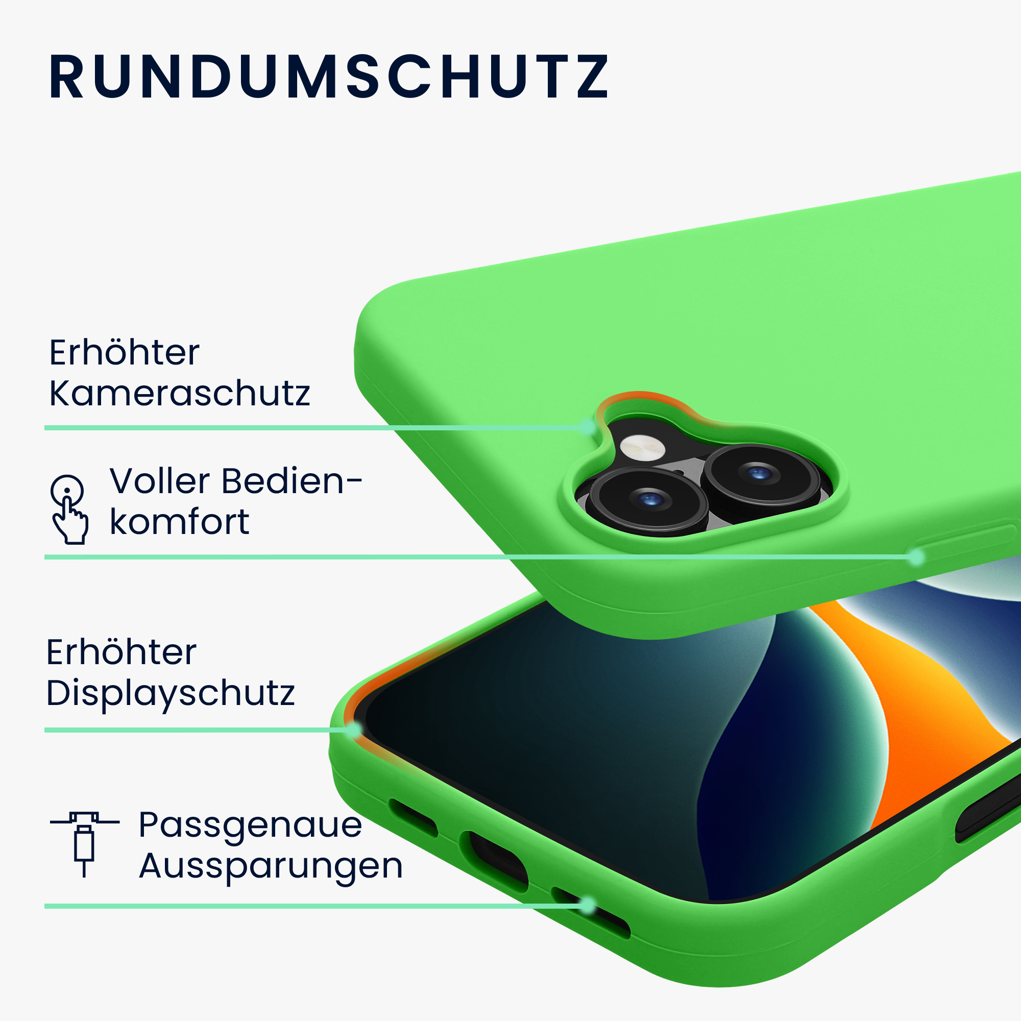 Pouzdro pro Apple iPhone 16 Plus kwmobile silikonové - limetkově zelená