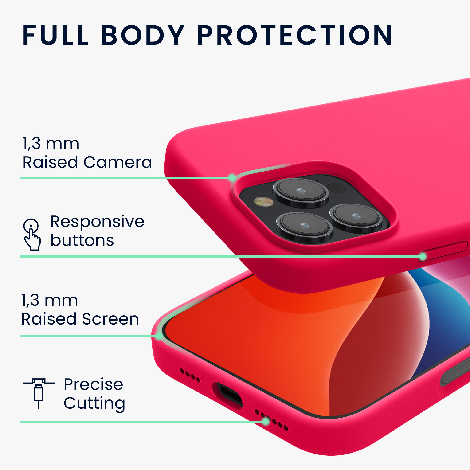 Silikonový kryt na mobil Apple iPhone 16 Pro kwmobile - neonově růžová