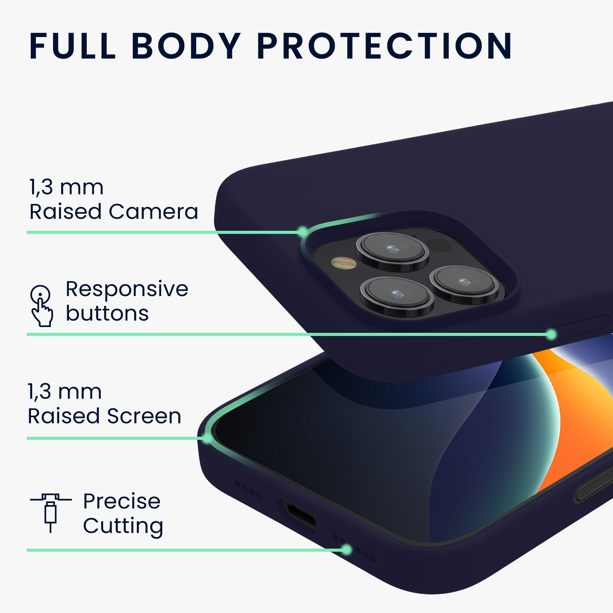 Pouzdro pro Apple iPhone 16 Pro kwmobile silikonové - hluboký oceán