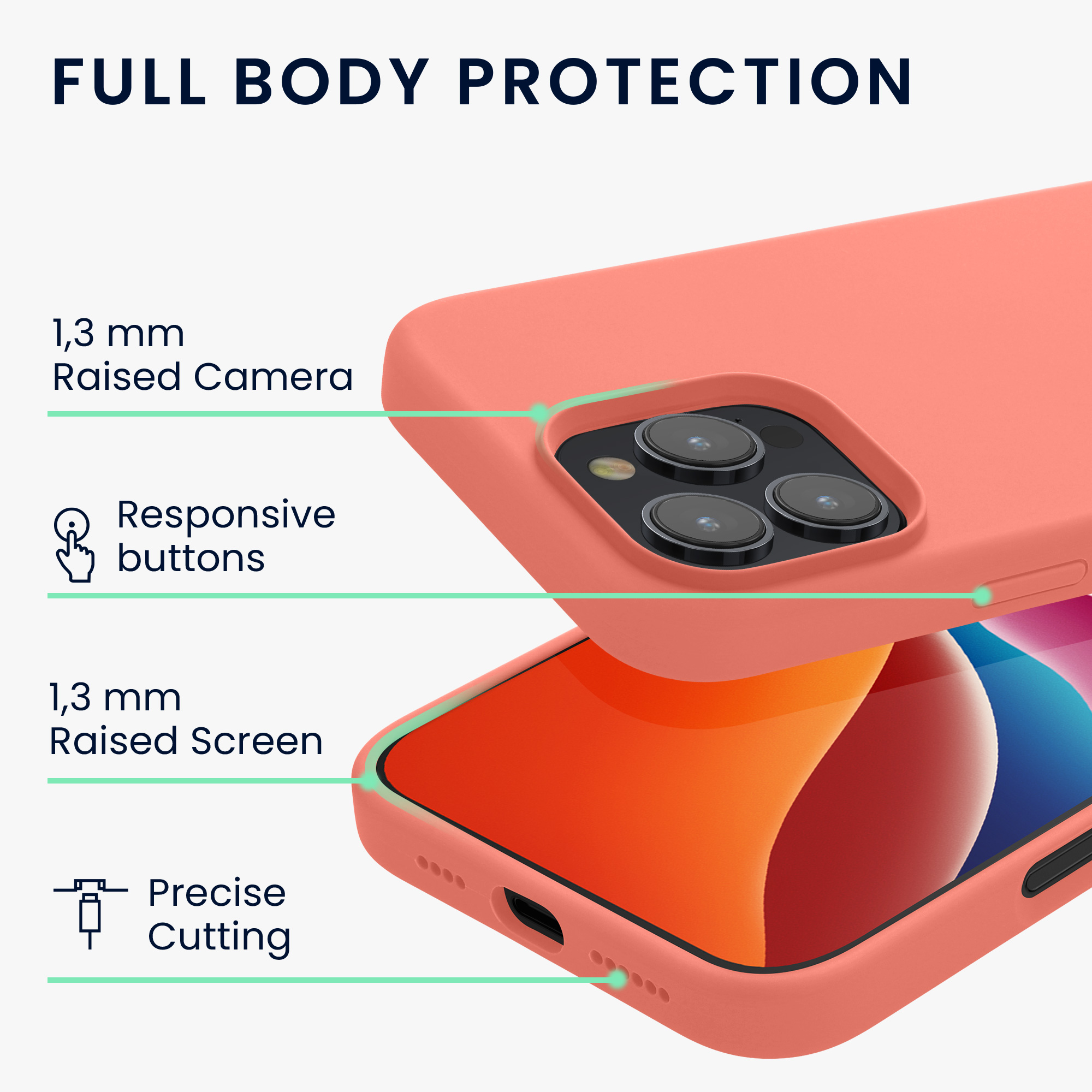 TPU silikonový kryt pro Apple iPhone 16 Pro, měkký povrch kwmobile ‑ korálově broskvová