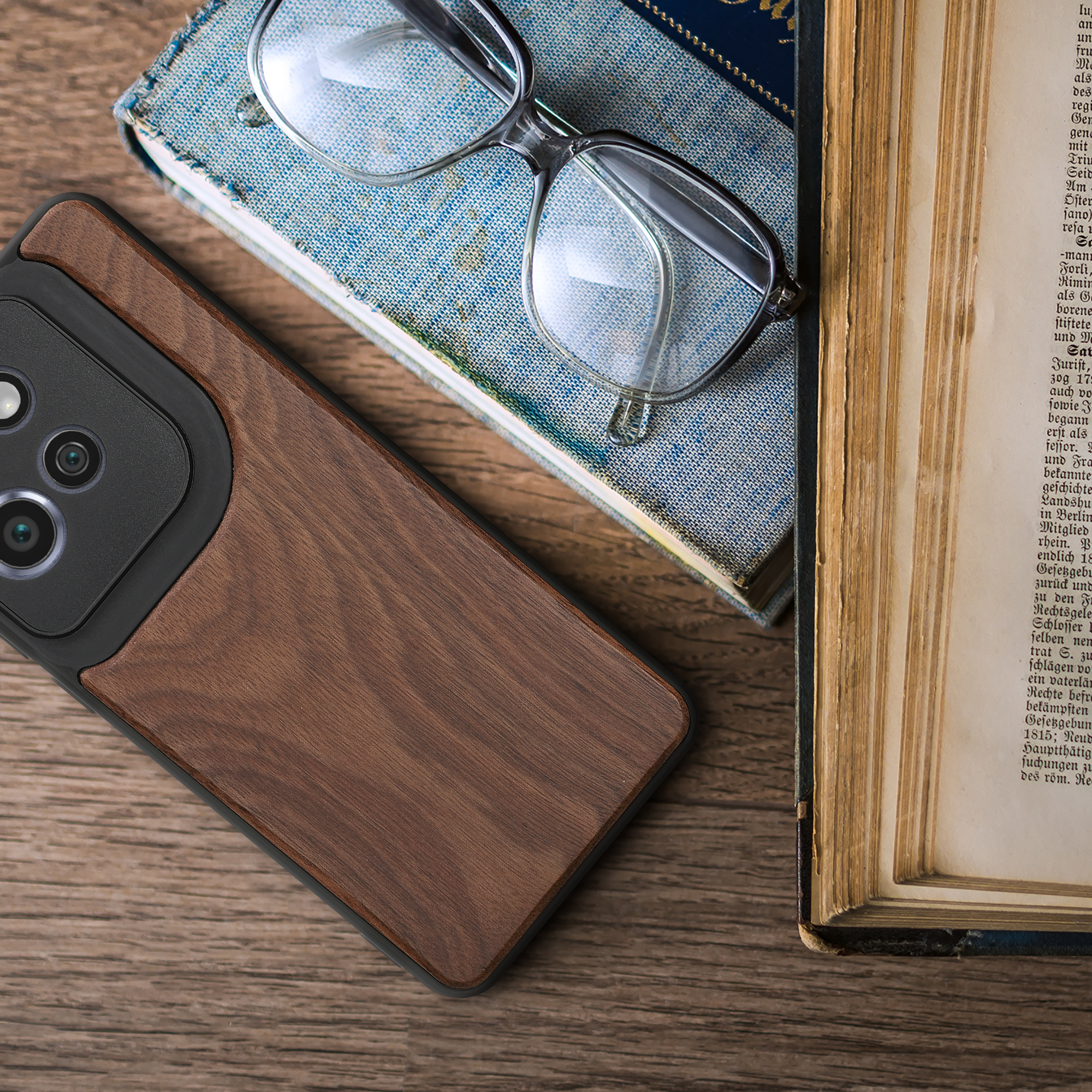 Dřevěný kryt na mobil Motorola Edge 60 Neo / Edge 50 Neo / ThinkPhone 25 kwmobile TPU rámeček tmavě hnědá