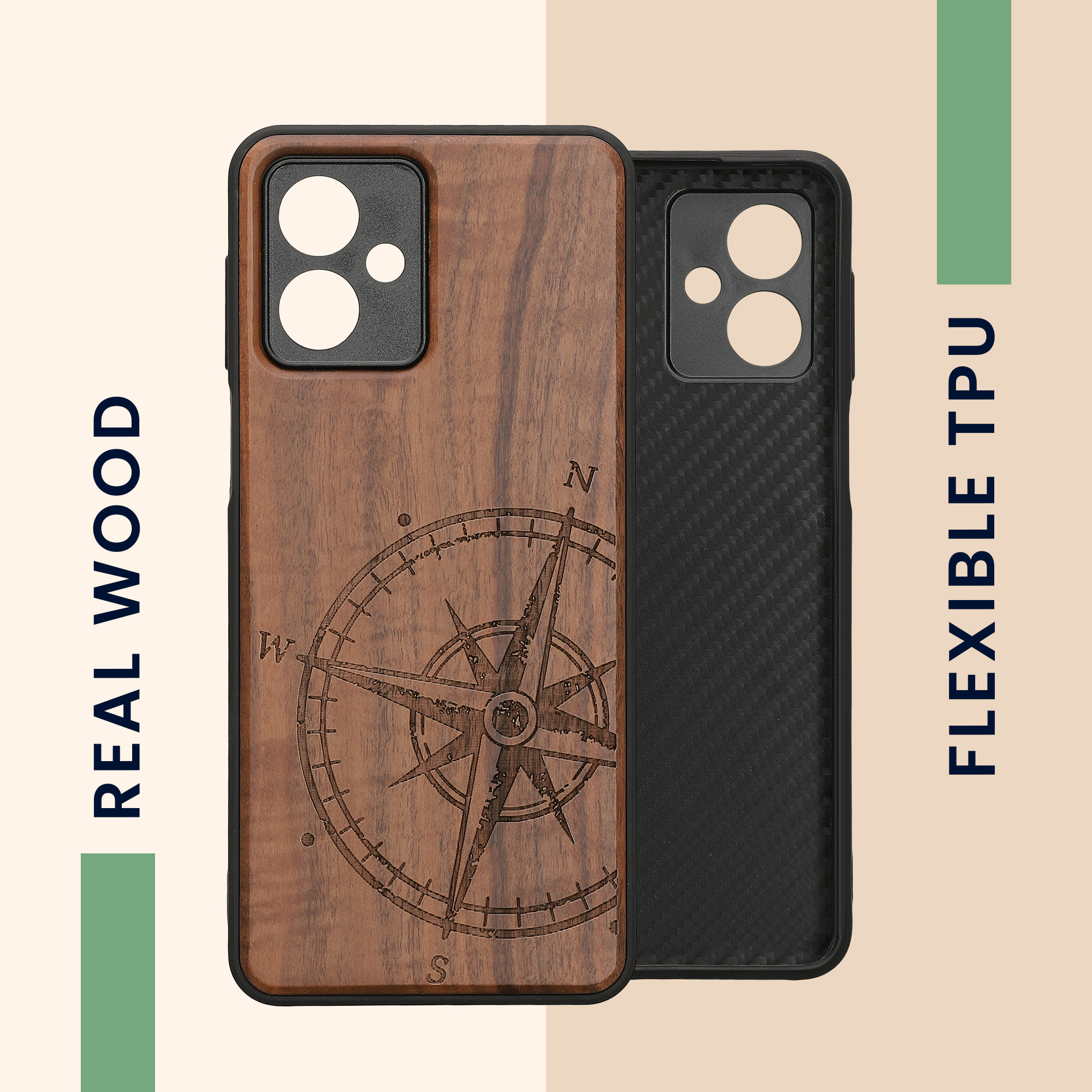Dřevěný kryt kwmobile pro Motorola Moto G54 5G - Tmavě hnědá