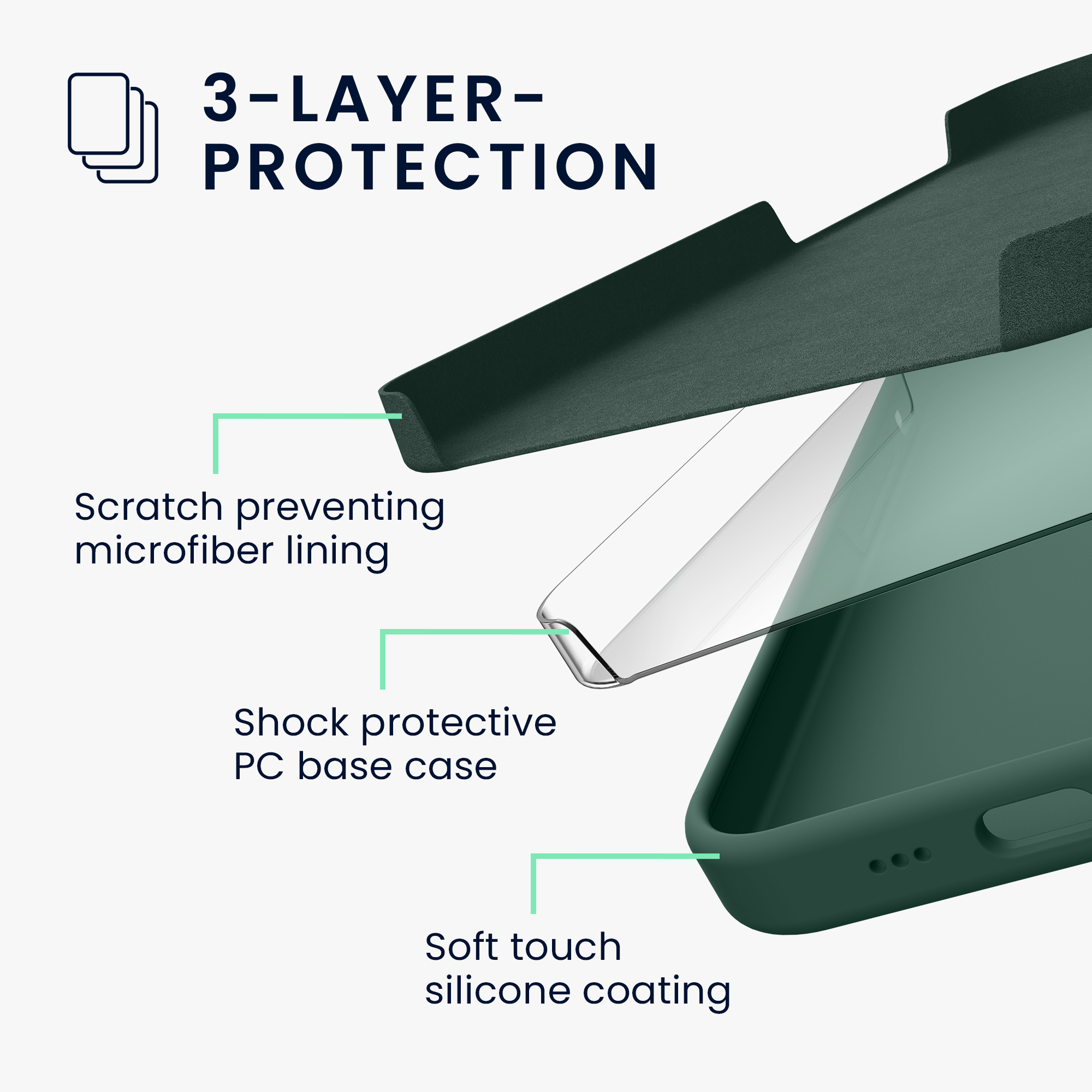 Silikonový kryt Kwmobile pro iPhone 17e / 16e - wireless charging forest green