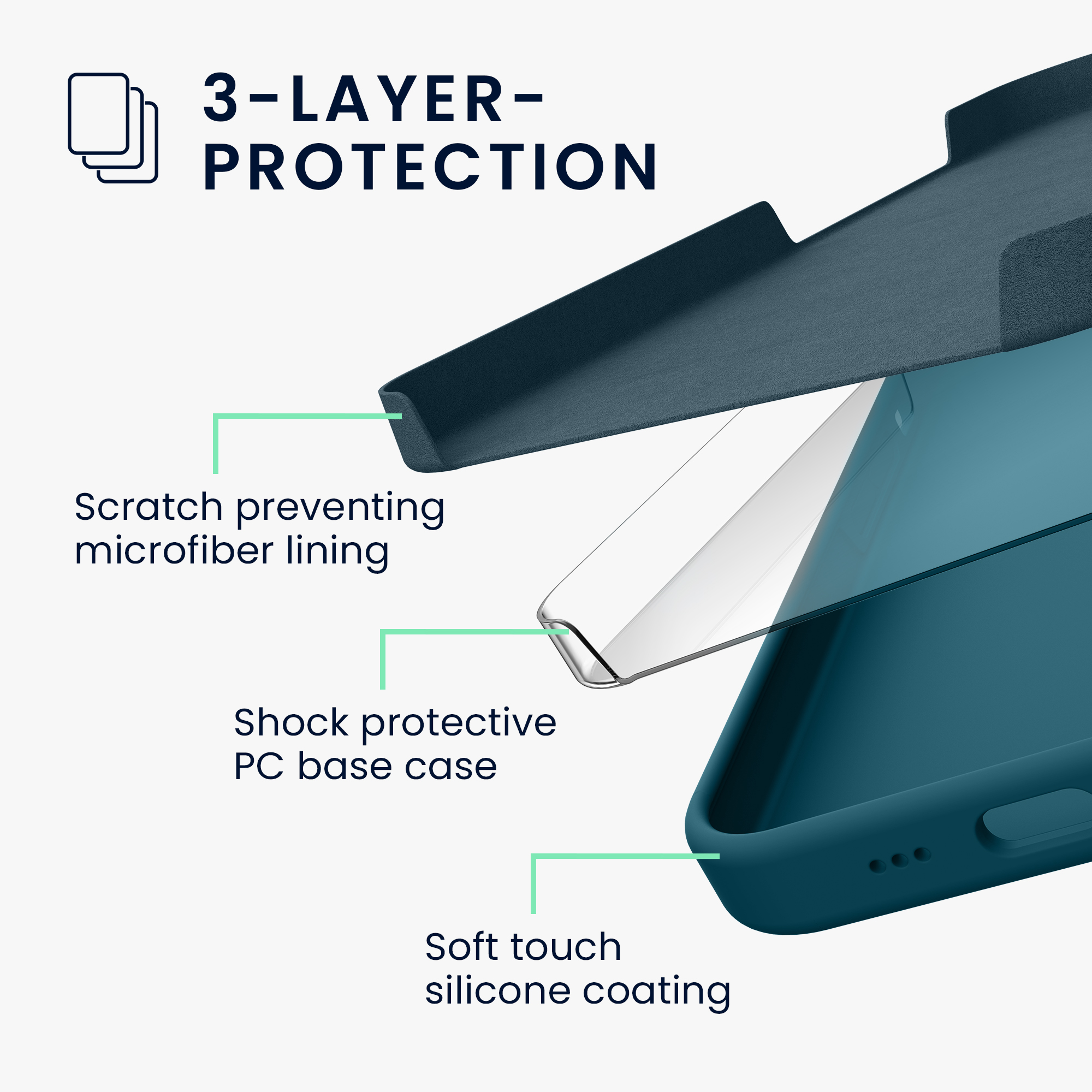 Silikonový kryt Kwmobile pro iPhone 17e / 16e - wireless charging teal matte