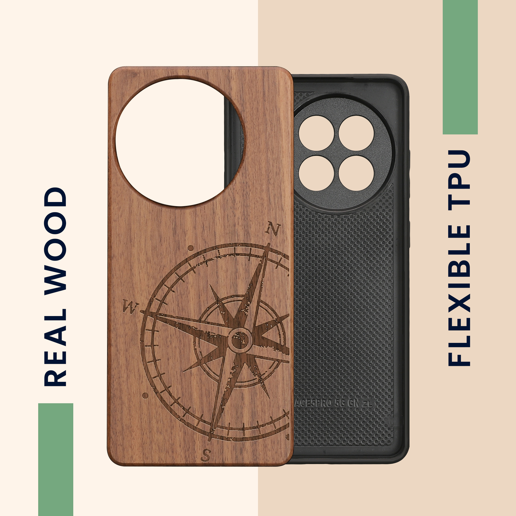Kryt na mobil OnePlus 13R kwmobile Wood Case tmavě hnědá