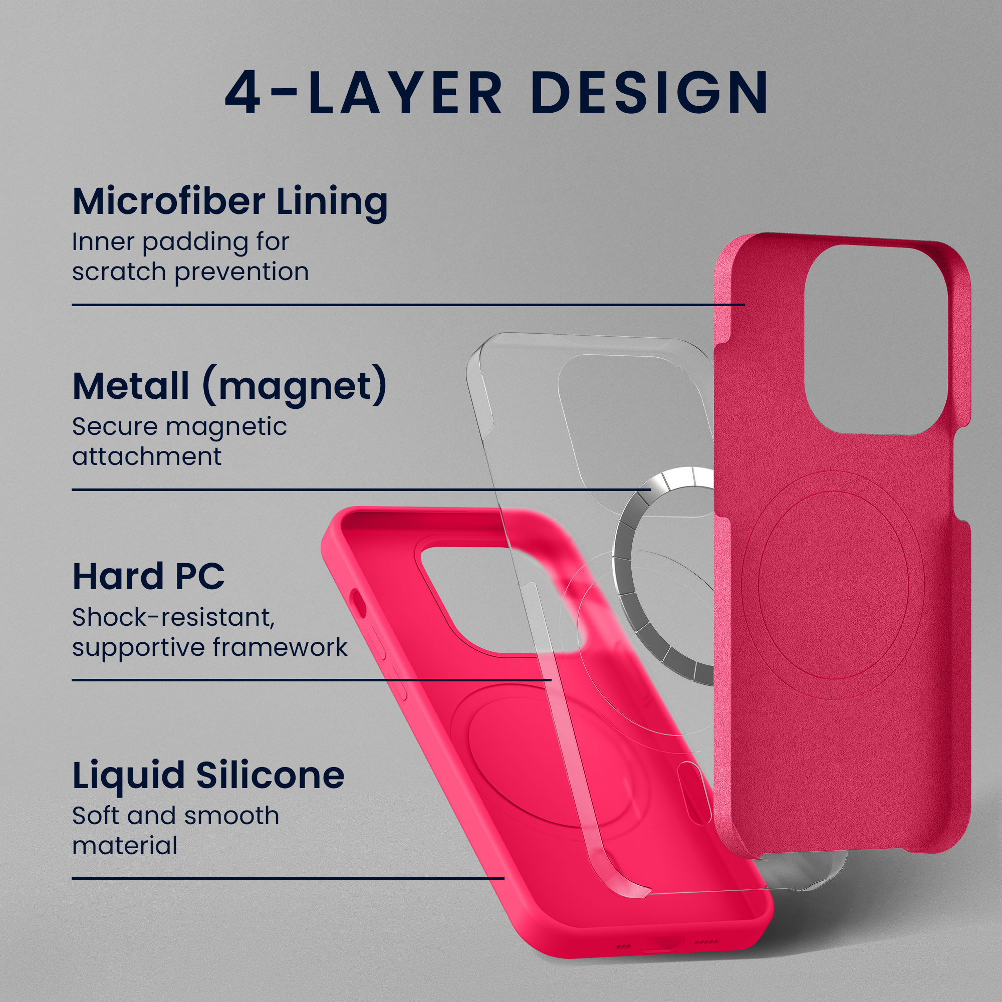 Magnetický kryt kwmobile pro iPhone 15 Pro Max - neonově růžová