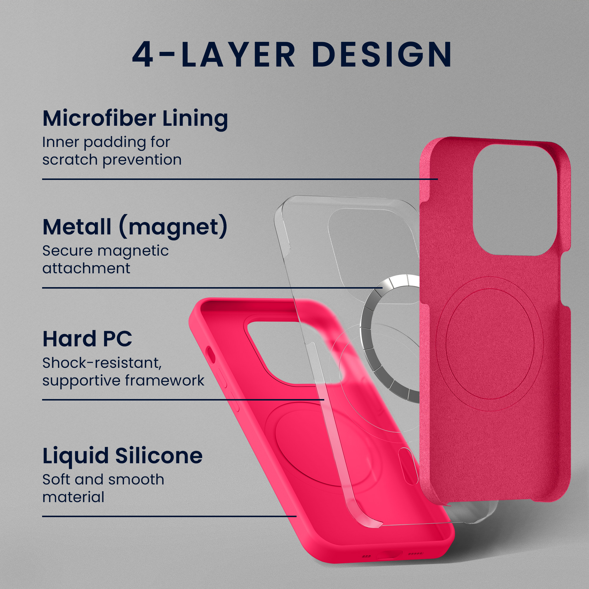 Magnetický kryt na mobil MagSafe Apple iPhone 16 kwmobile - neonově růžová
