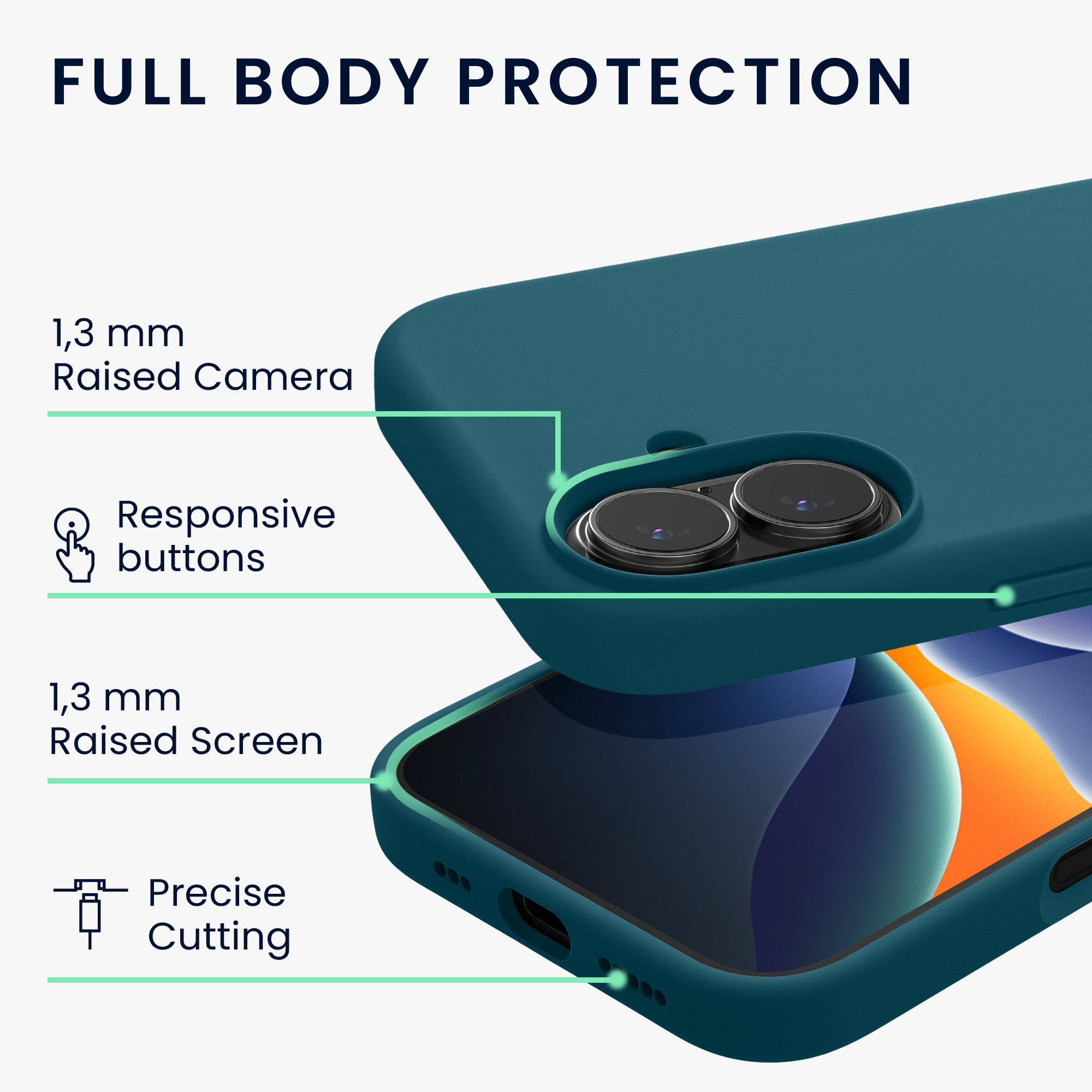 Silikonový kryt Kwmobile pro iPhone 17 - petrolejová matná