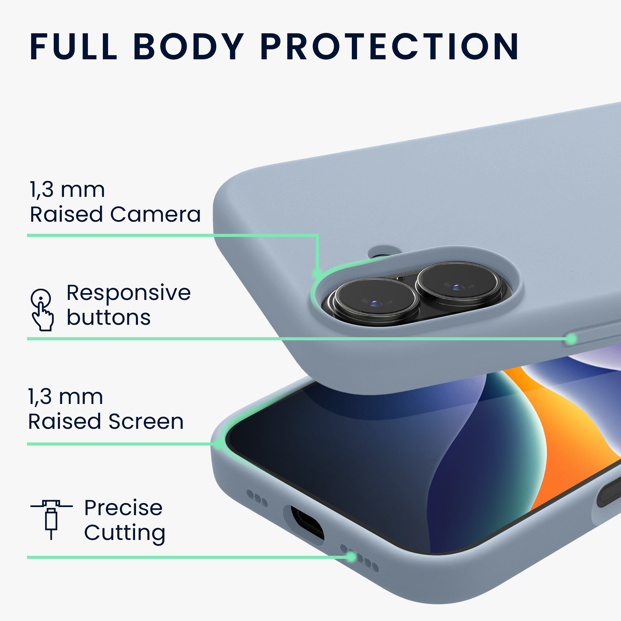Silikonový kryt Kwmobile pro iPhone 17 - světle modrá matná
