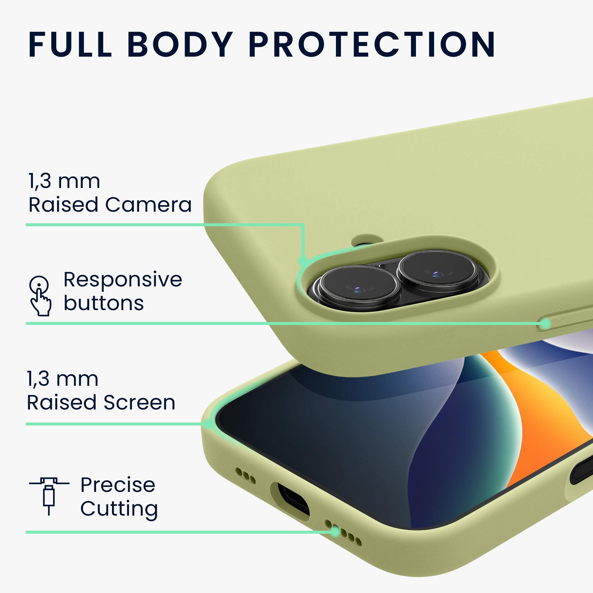 Silikonový kryt Kwmobile pro iPhone 17 - pistáciově zelená