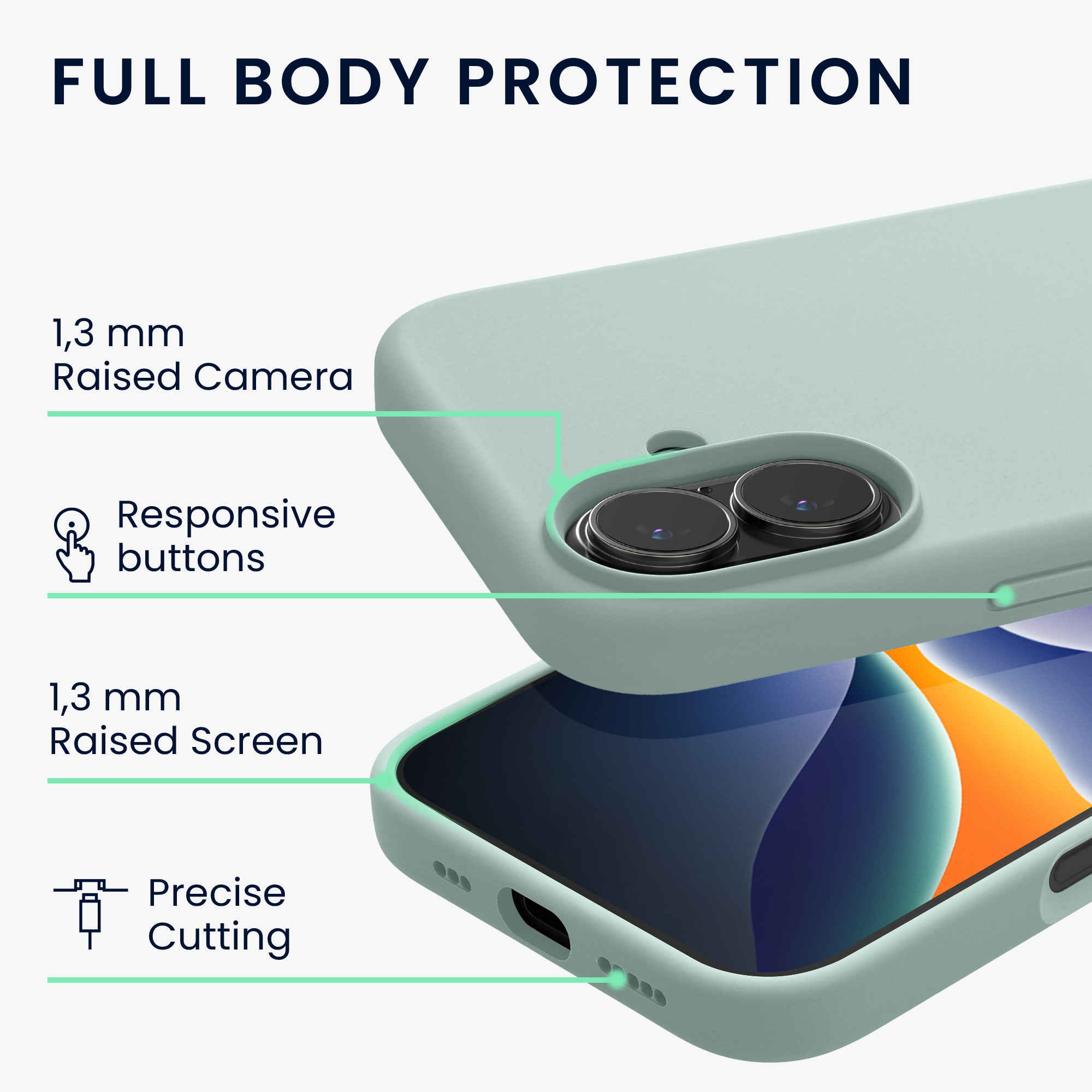 Silikonový kryt Kwmobile pro iPhone 17 - mátová