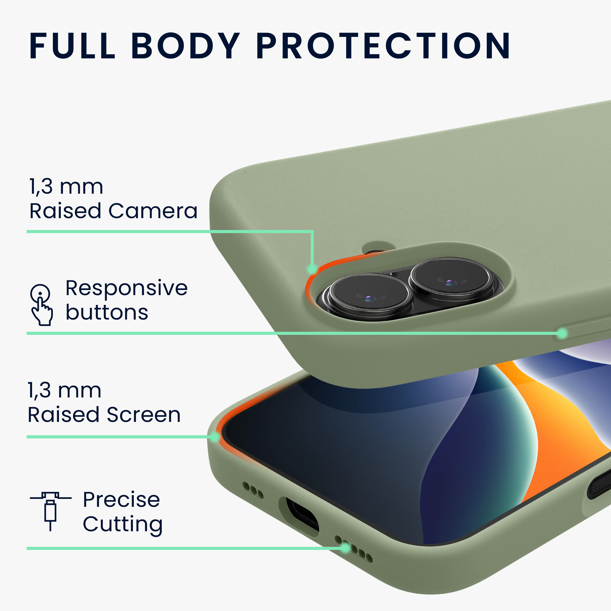 Pouzdro pro Apple iPhone 17 kwmobile silikonové - šedozelená