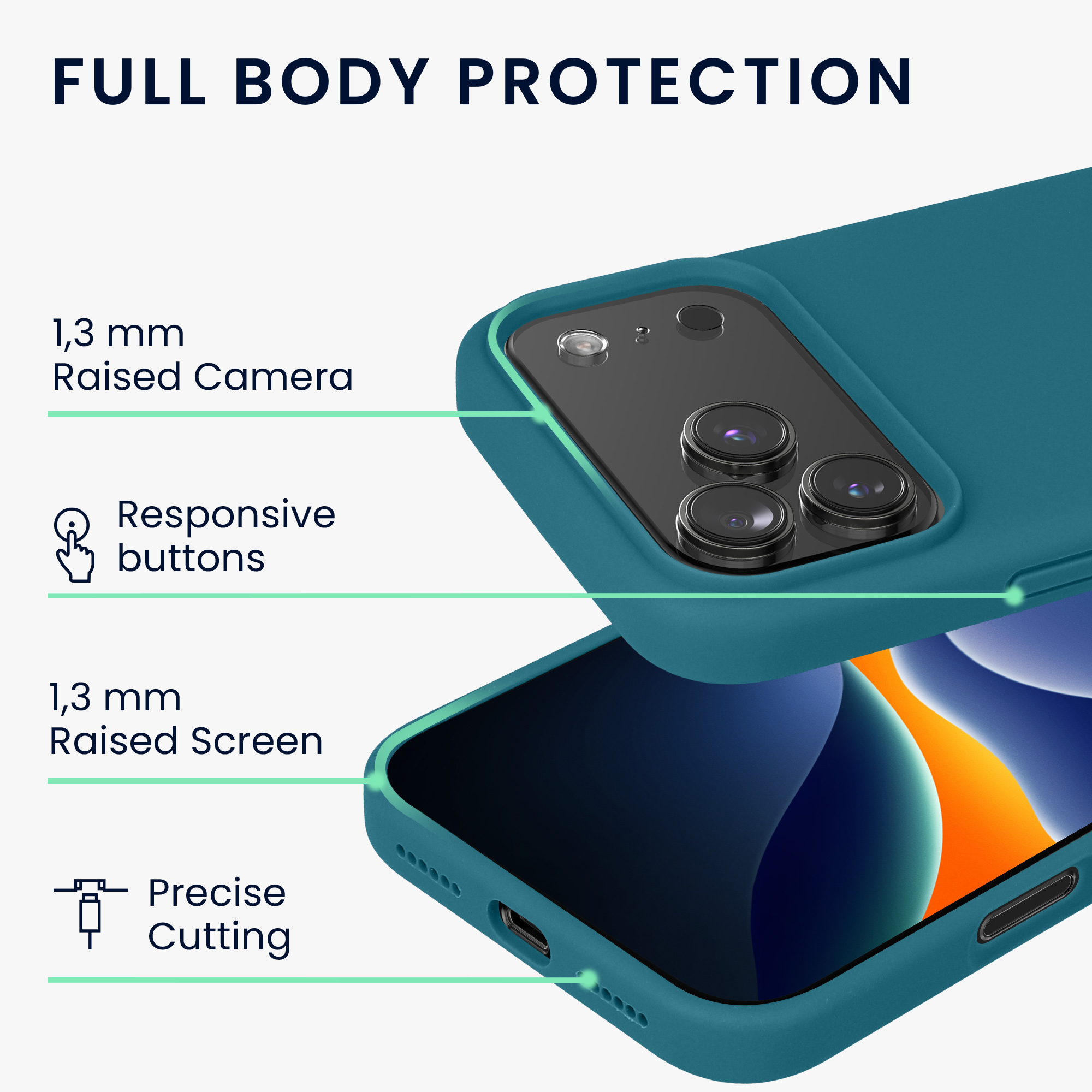 Silikonový kryt Kwmobile pro iPhone 17 Pro - petrolejová matná