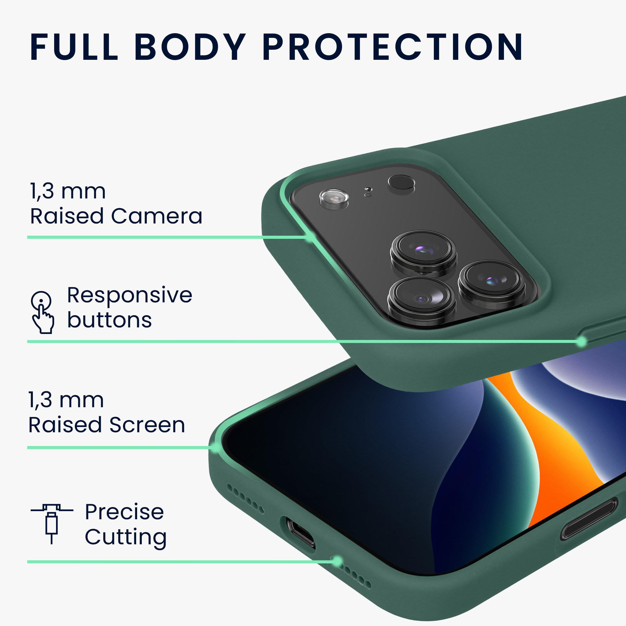 Silikonový kryt Kwmobile pro iPhone 17 Pro - lesní zelená