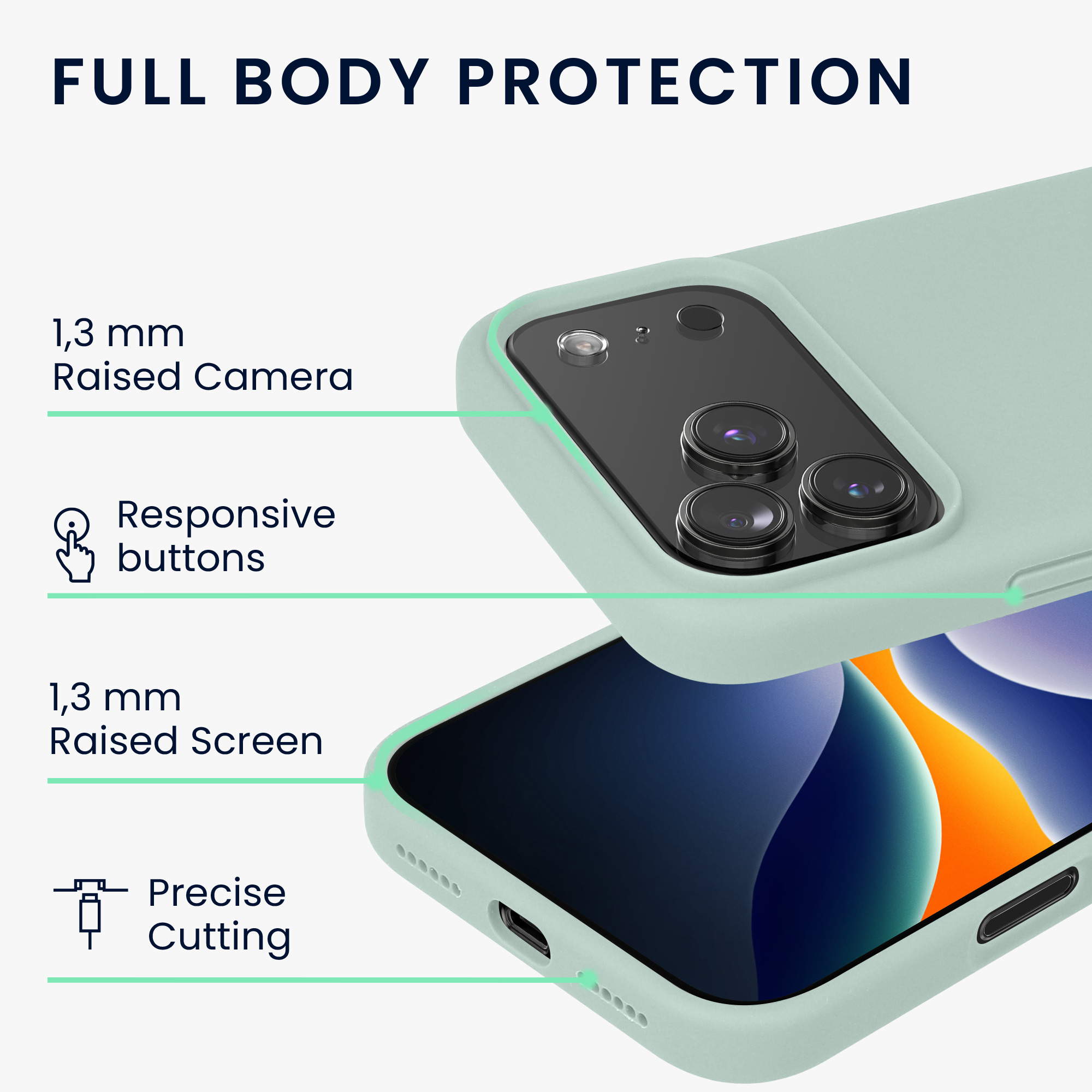 Silikonový kryt Kwmobile pro iPhone 17 Pro - mátová