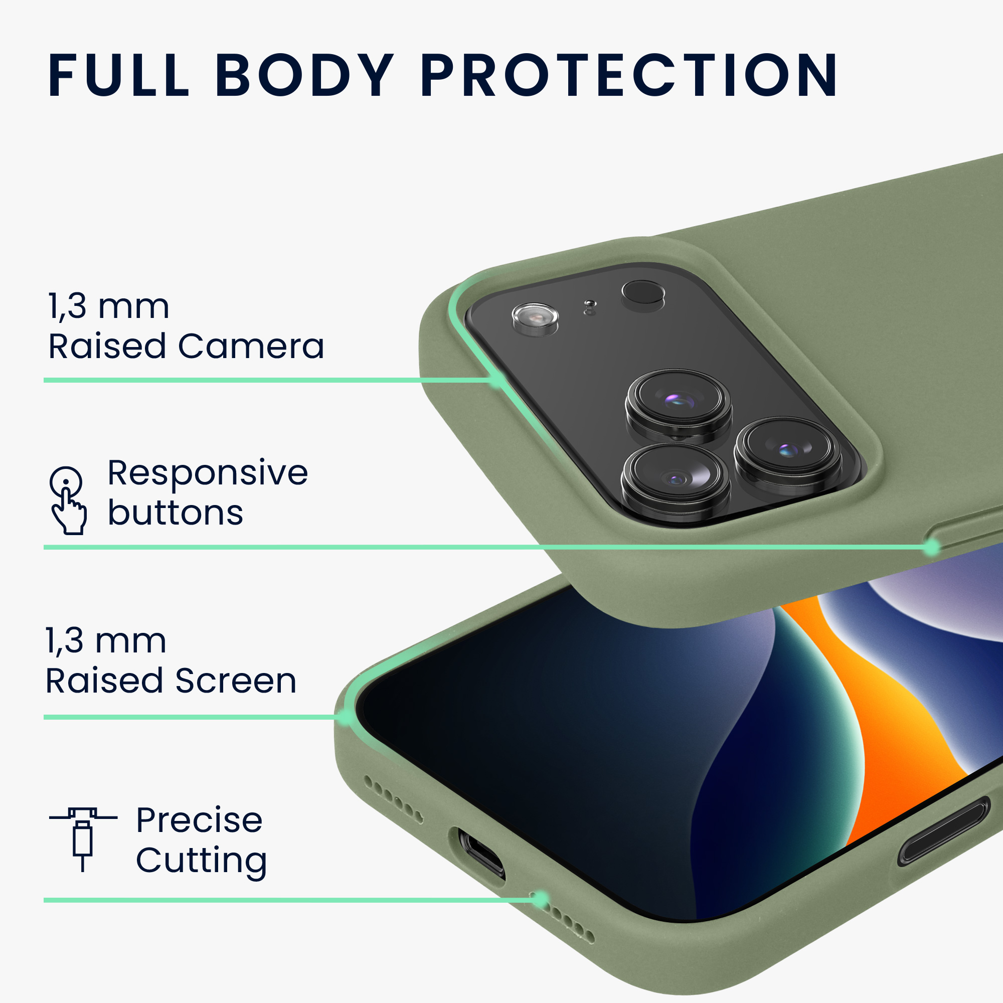Silikonový kryt Kwmobile pro iPhone 17 Pro - šedozelená